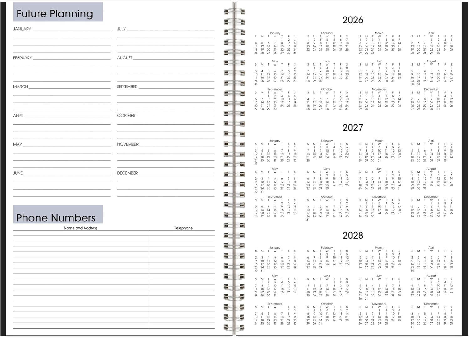 2027 Planner, Monthly, 14-Month Dec-Jan, 8″ X 12″, Dayminder, Black (SK20027)