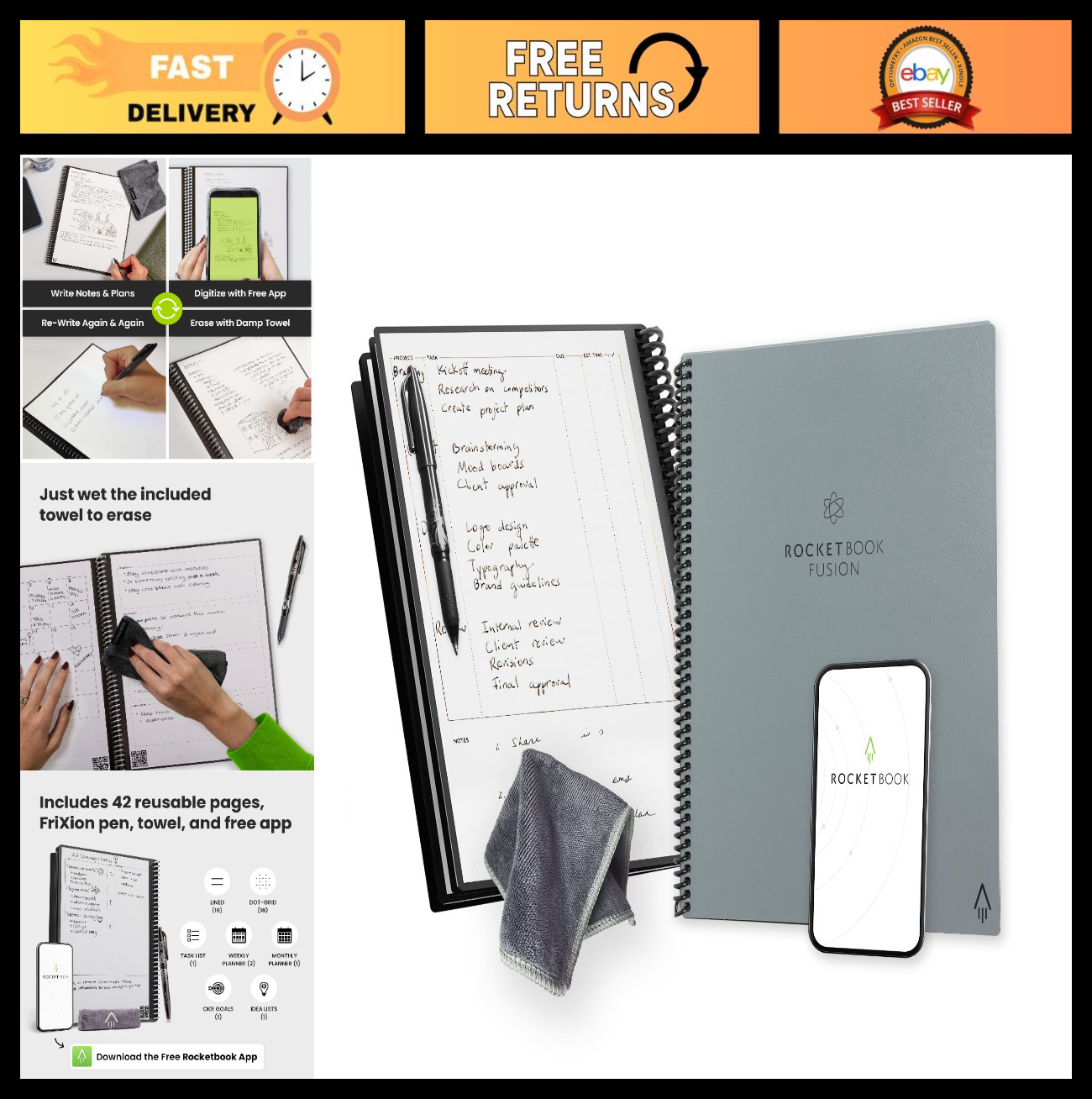 Reusable Undated Productivity Planner – 8.5×11 Letter Size, Goals, Calendar, To-