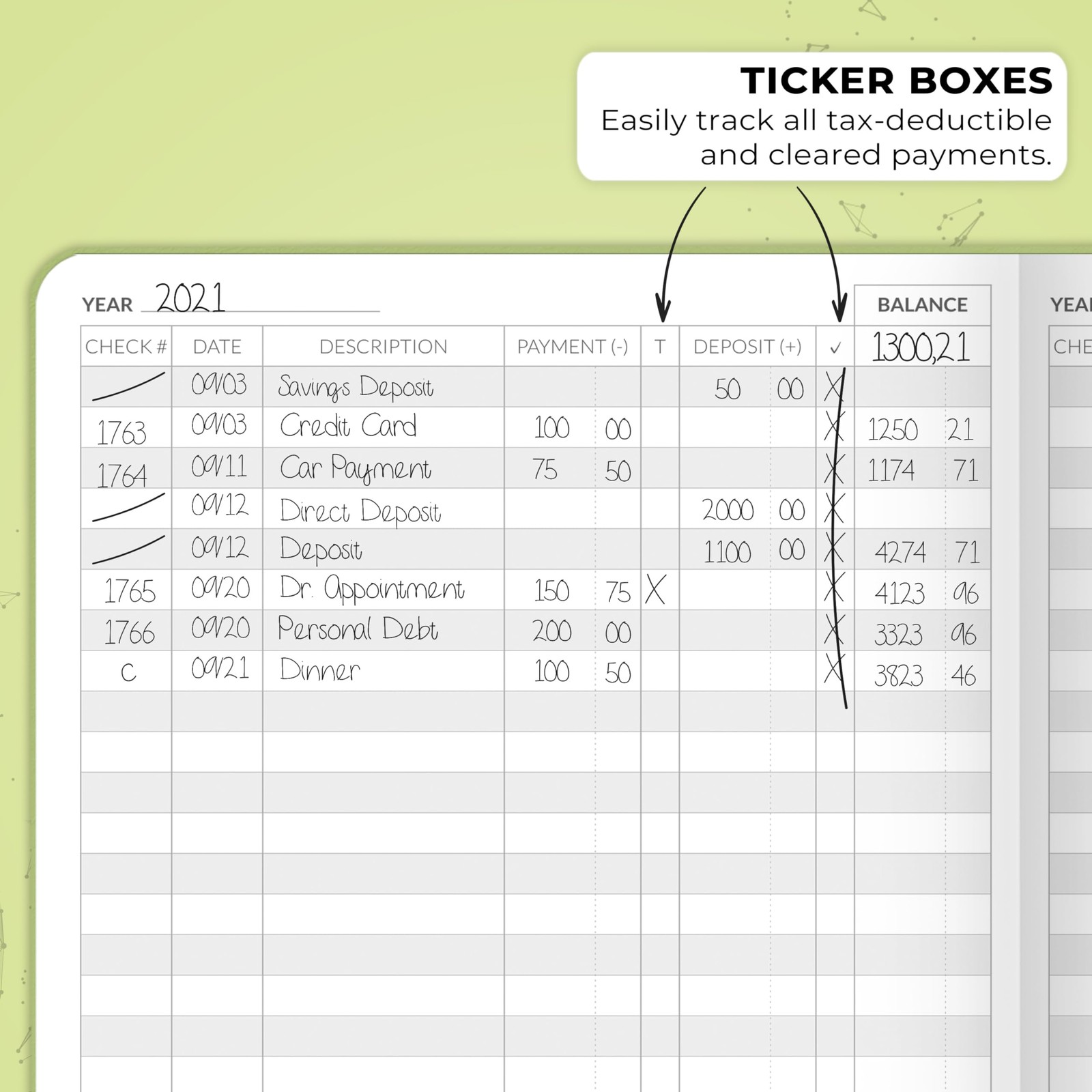 Skyline Check Register – Accounting Ledger Log Book A5 (5.8” x 8.3”), Green