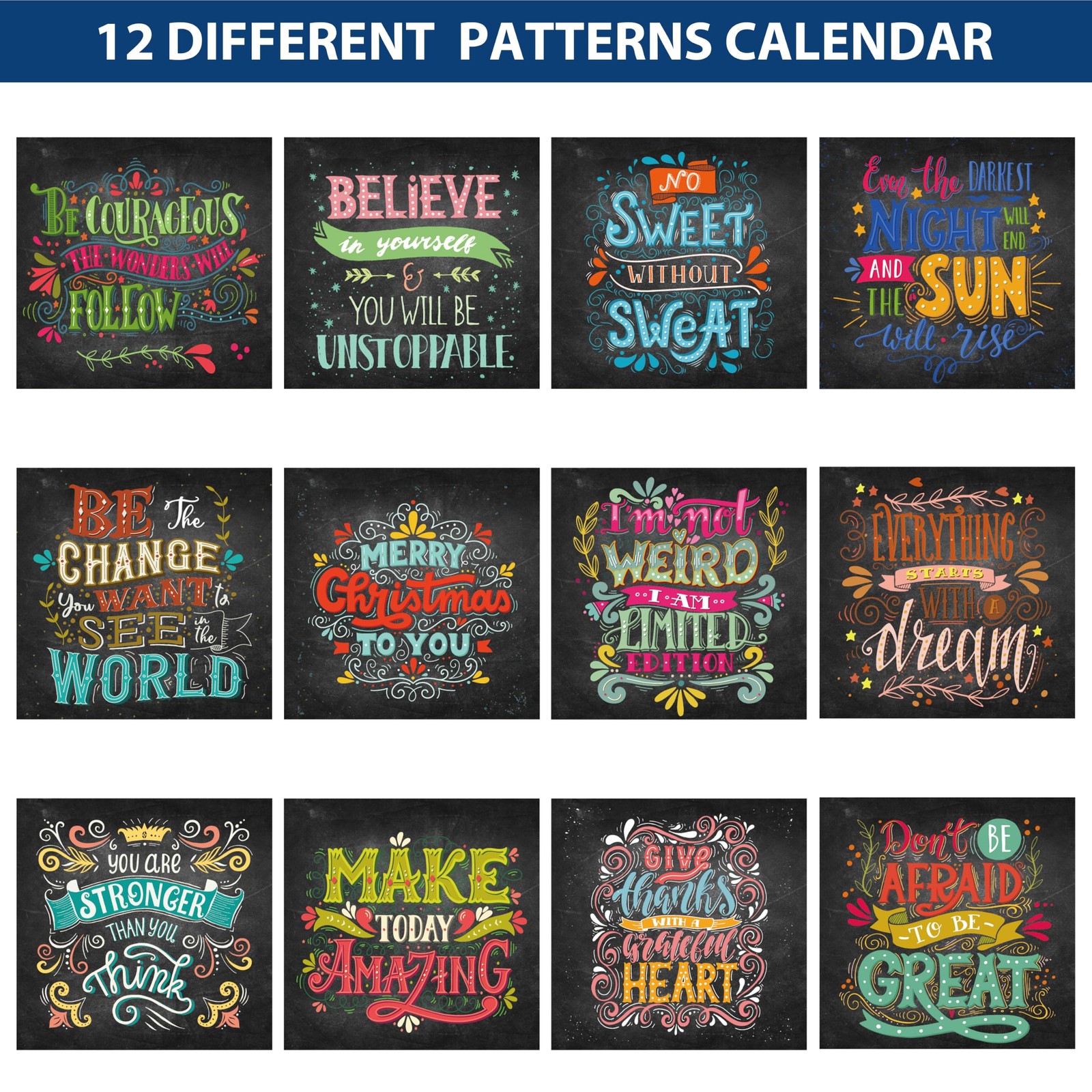 2027 Calendar – Wall 2027, Jan. 2027 – Dec. 12″ x 24″, Black