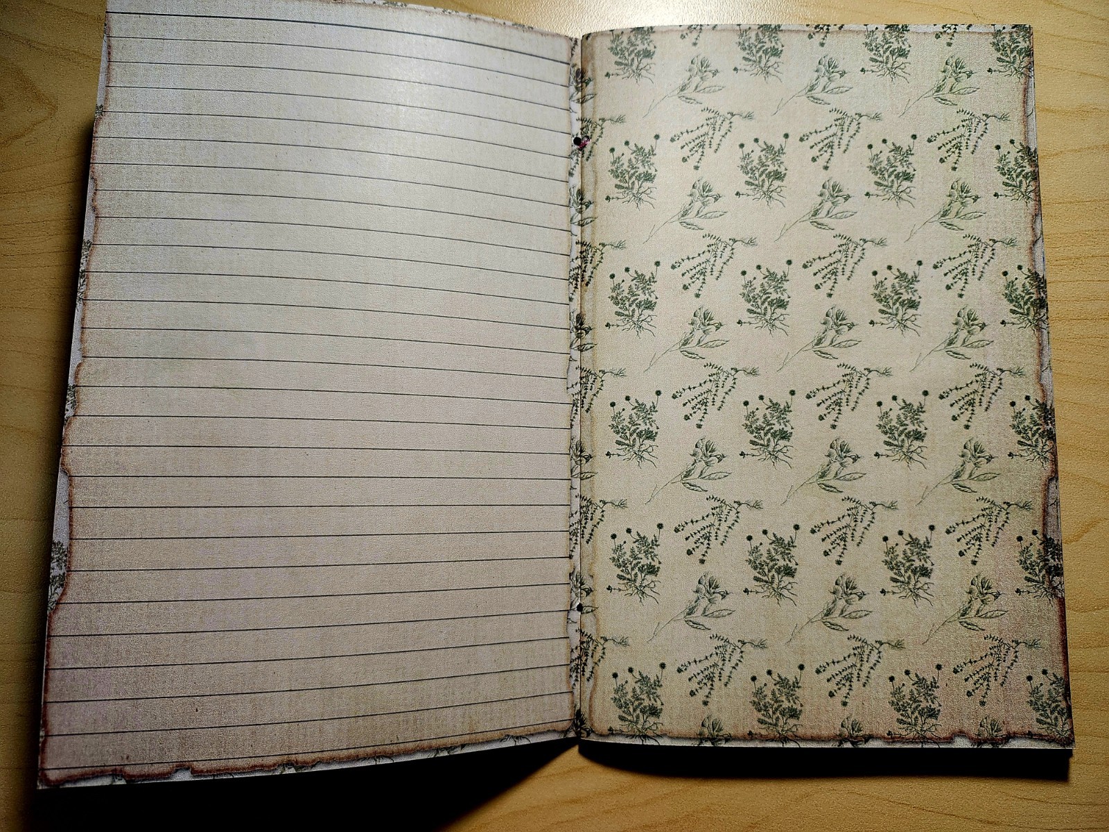 Junk Journal Booklet “BOTANY” Handmade Botanical Wildflowers Lg 8.5″x5.5″ 40pgs