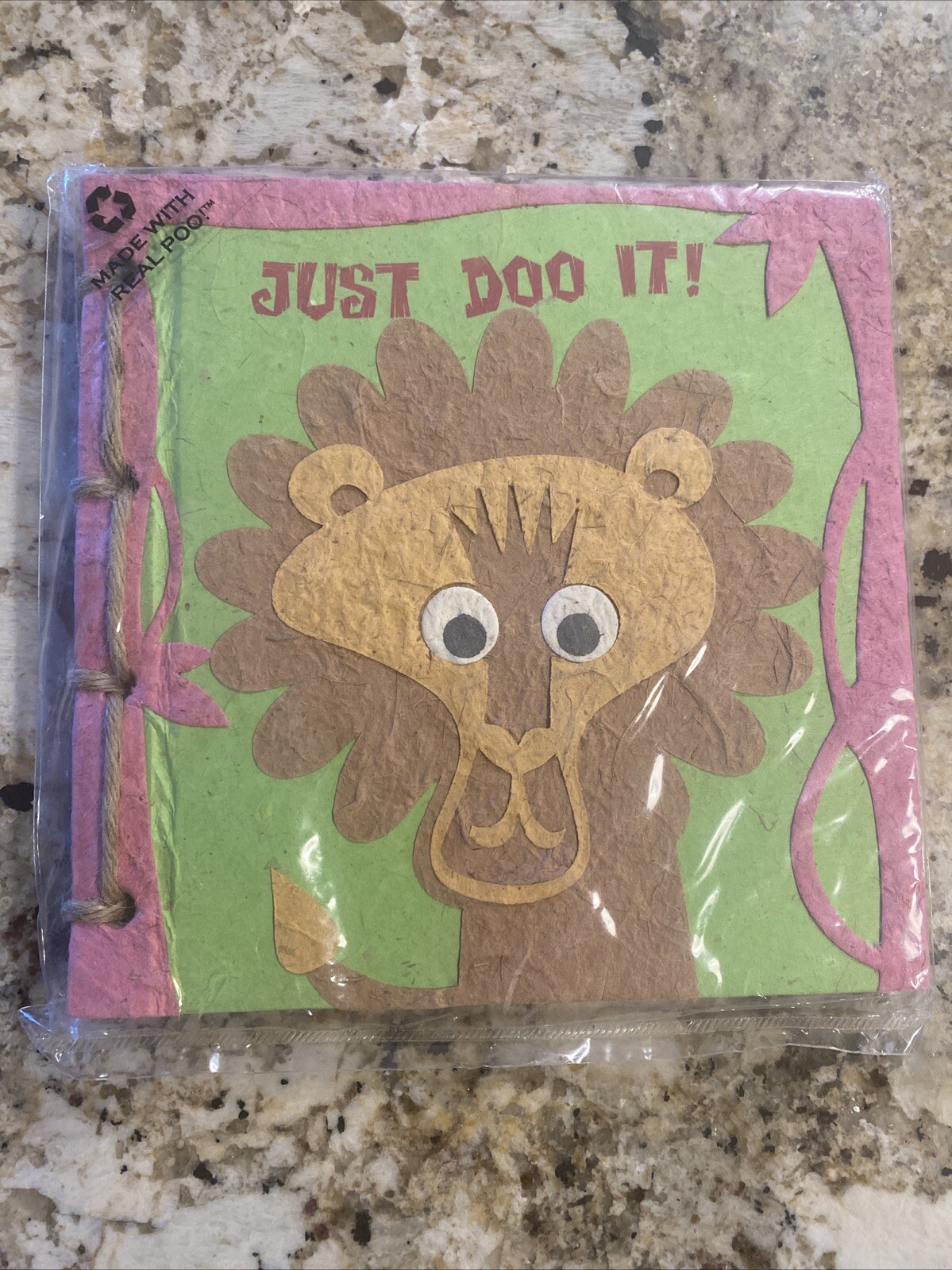 PooPooPaper Pink Twine Journal Lion Face Elephant Poo Odorless NEW 7×7