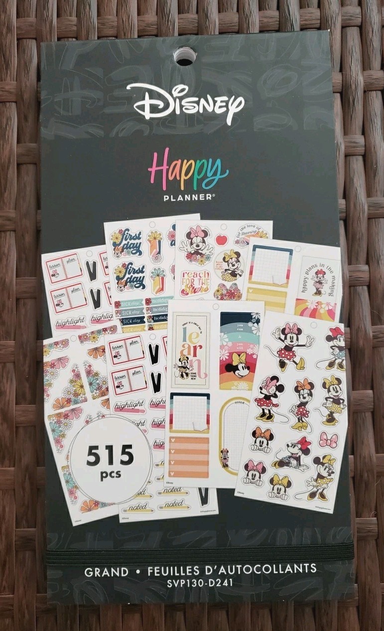 Happy Planner ~ Disney Sunny Minnie Mouse Teacher ~ Value Pack Stickers 515 Pcs