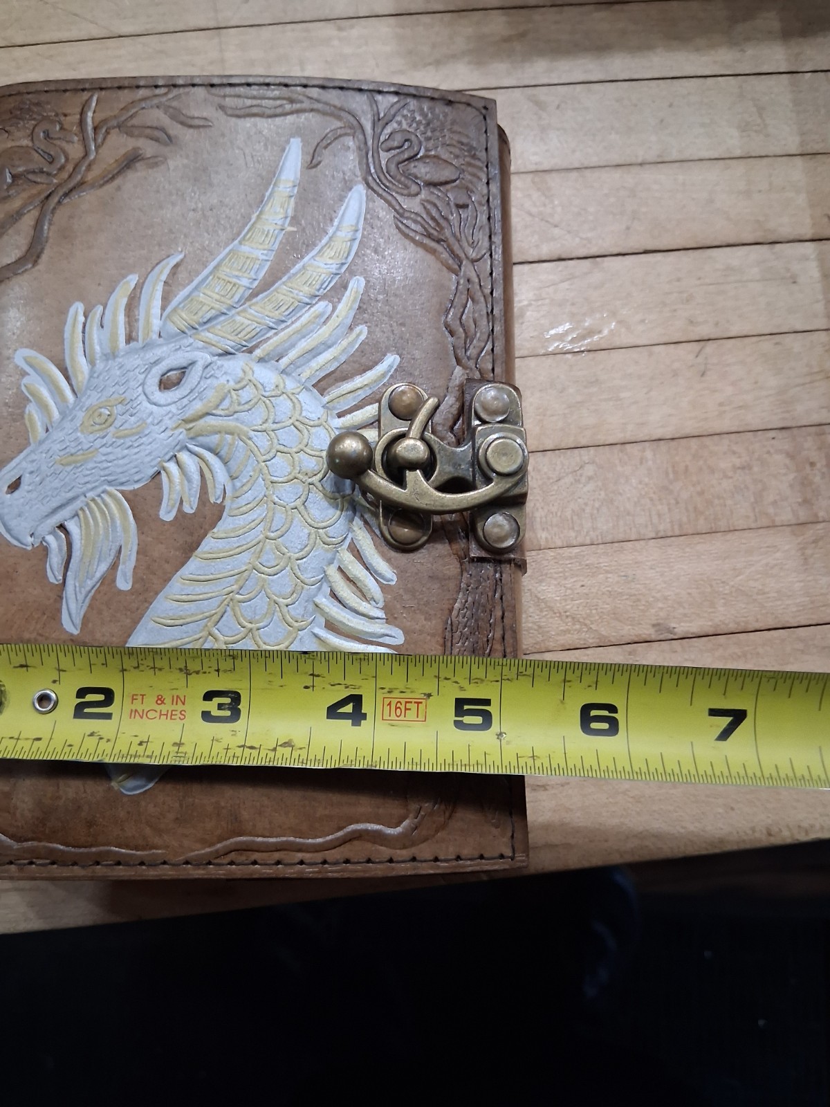 Silver Dragon Leather Journal With Celtic Clasp
