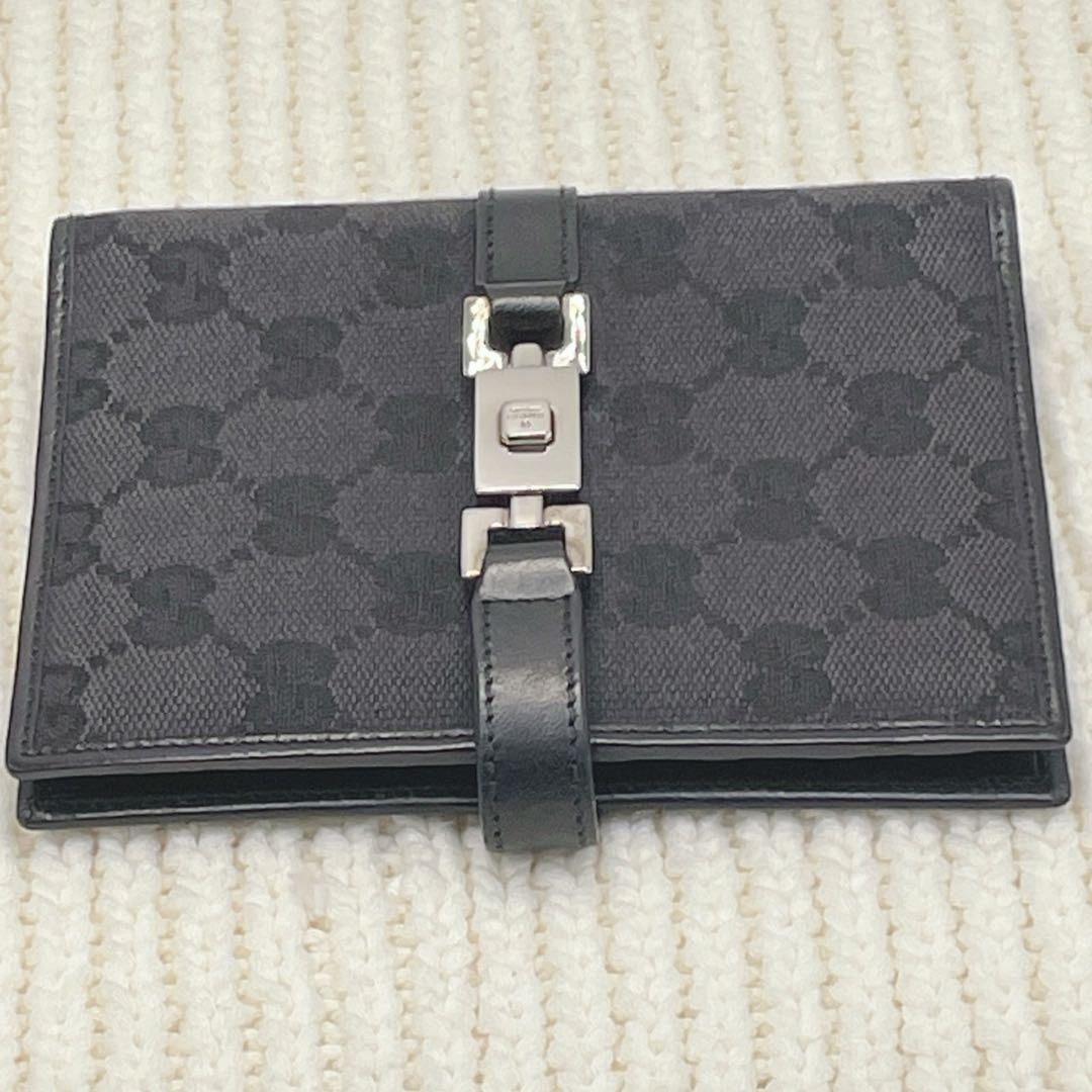 GUCCI Jackie Agenda Planner Notebook Cover GG Canvas Black Silver 6 Ring Japan