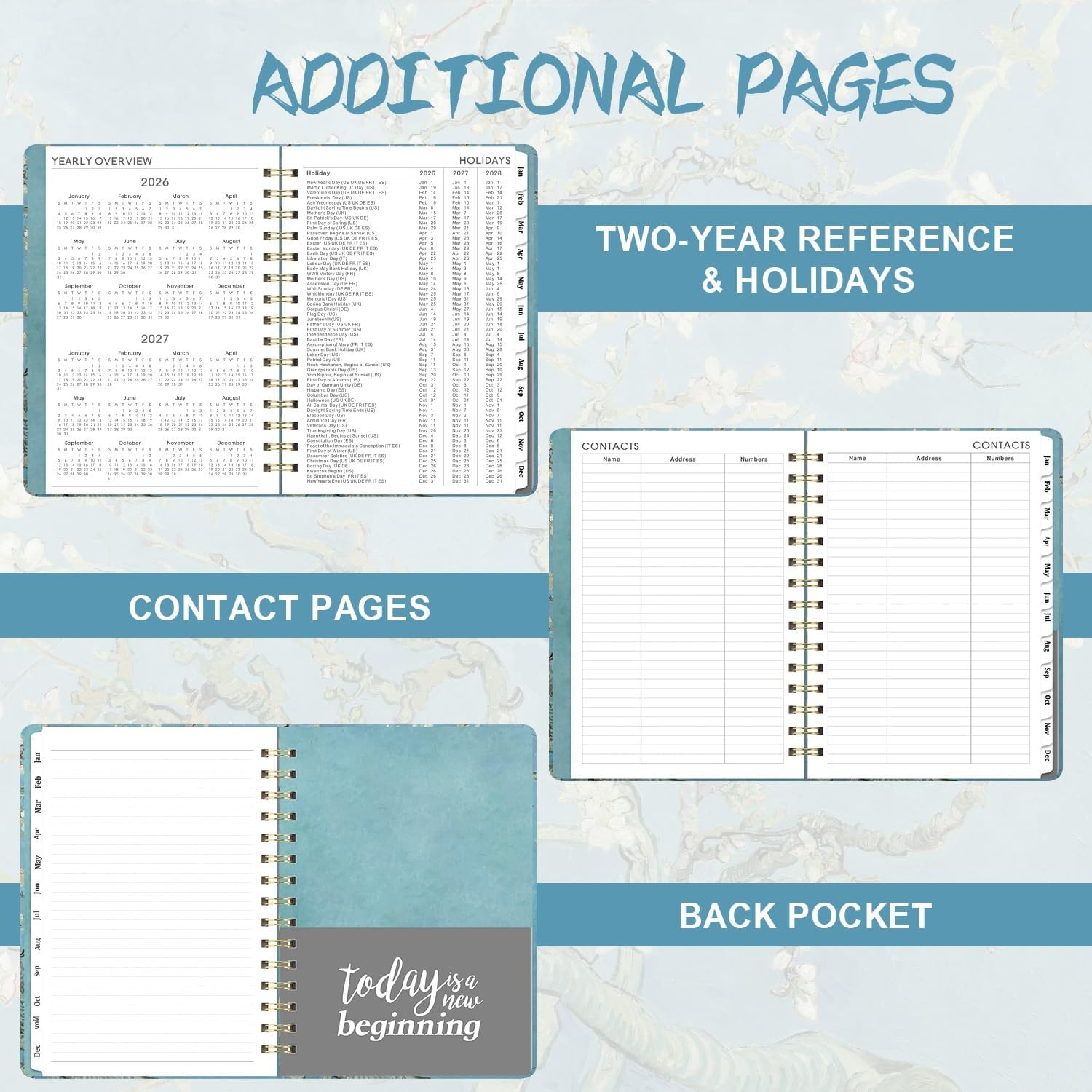 2026 Planner Weekly & Monthly Jan-Dec 2026 6.4″x8.5″ Hardcover Daily Organizer