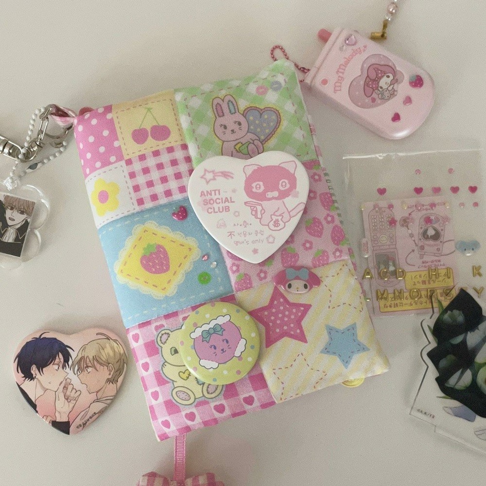 Colorful Patchwork A6 Notebook Cover Handmade Kawaii Cute Planner Diary Journal