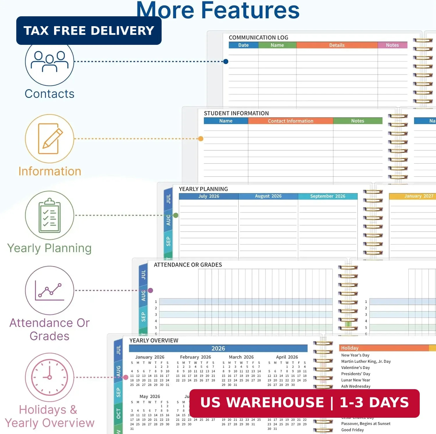Teacher Planner 2026-2027, Teacher Planner for Academic Year, July 2026 – June 2