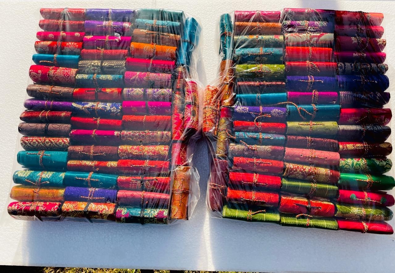 3×3 inch Sari Miniature Diary Handmade Paper Journal Lot Of 100 Pcs Mix Pattern