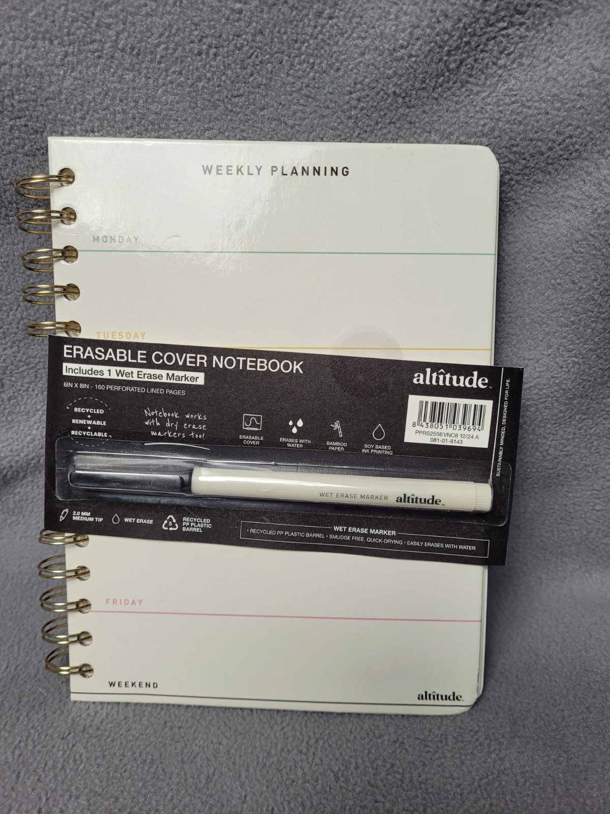 Altitude Erasable Cover Planner 7″x9″ Monthly/Weekly with Wet Erase Marker