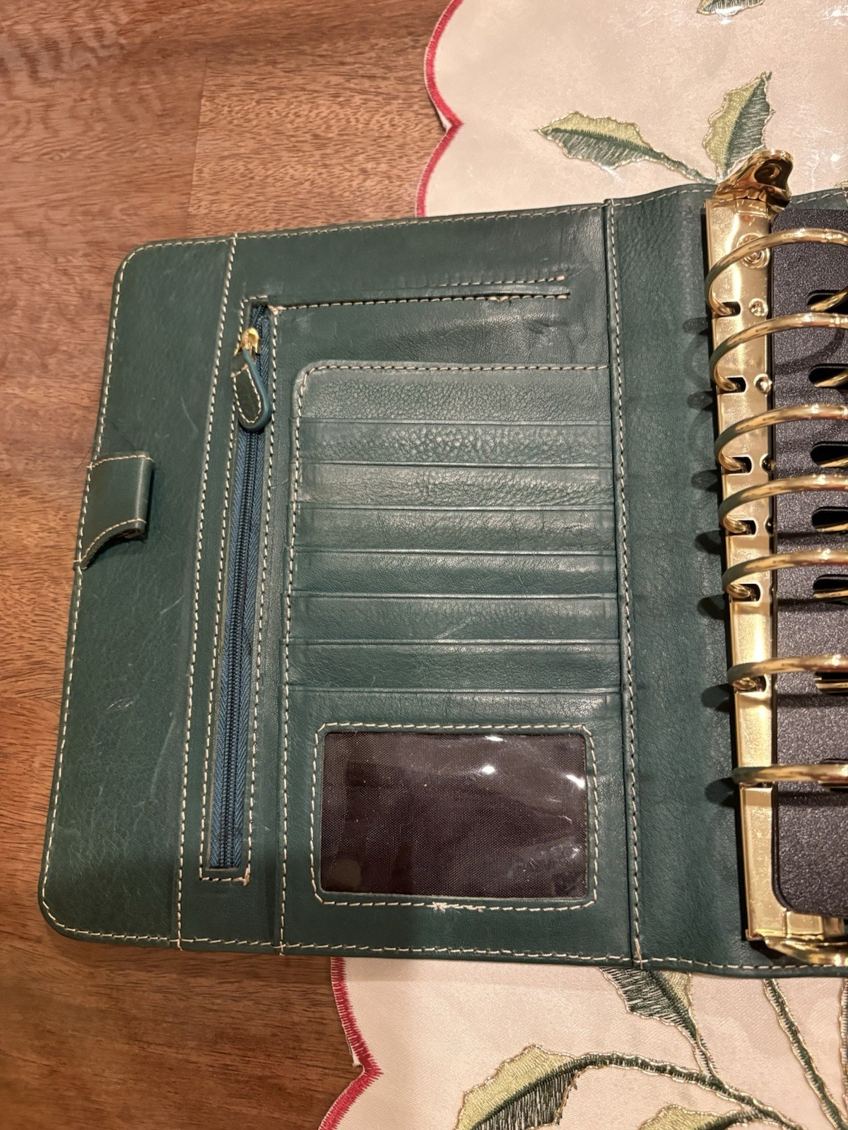 Franklin covey Vintage Aurora Full Grain Italian Leather Classic Teal/ Green