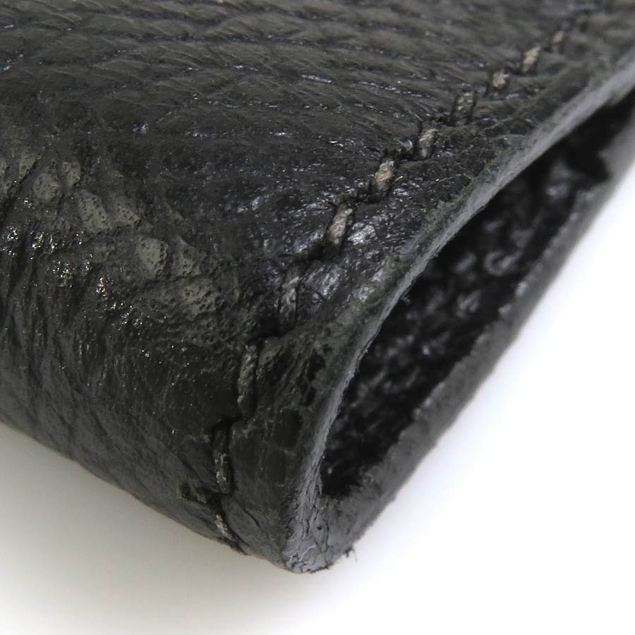 Auth HERMES Agenda/Note Cover Ballpoint Pen Set Black/Silver Leather/925 e61942a