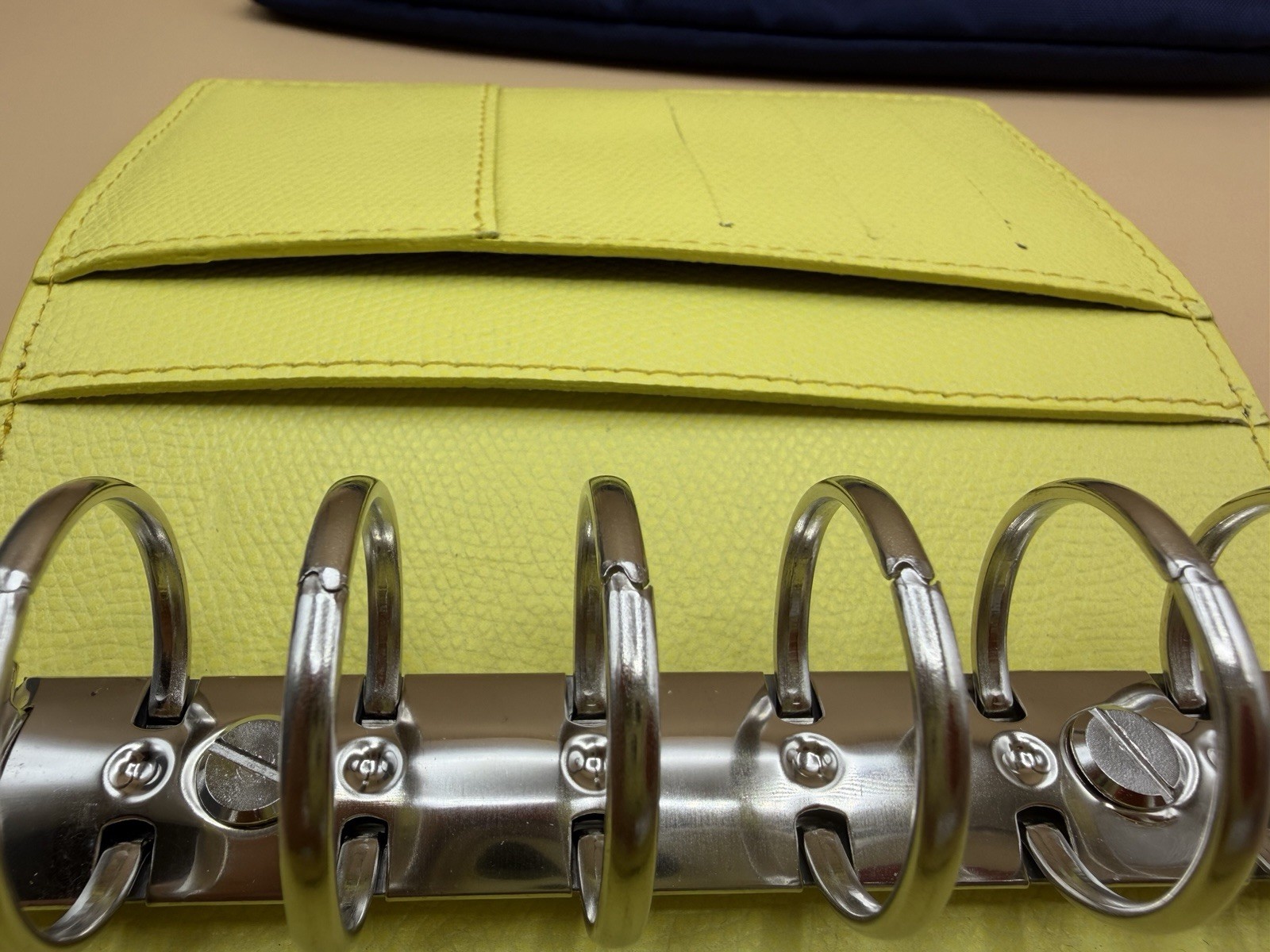 Naya Paperie Pocket Ring Planner Neon Yellow Leather 25mm Rings Pen Loop