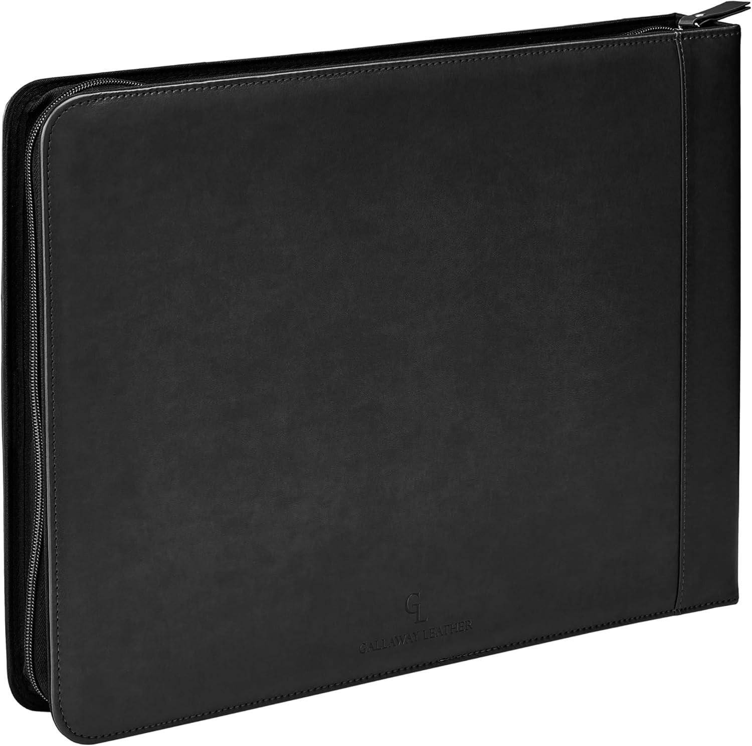 7 Ring Checkbook Binder for Business Checks, PU Leather Check Binder Portfolio w