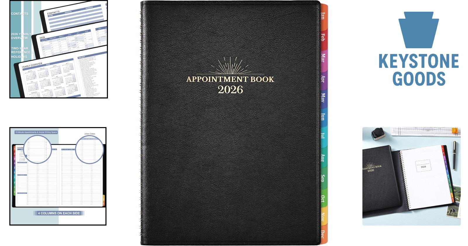 2026 Weekly & Daily Hourly Appointment Book – 8.5×11 Leather Cover Planner fo…