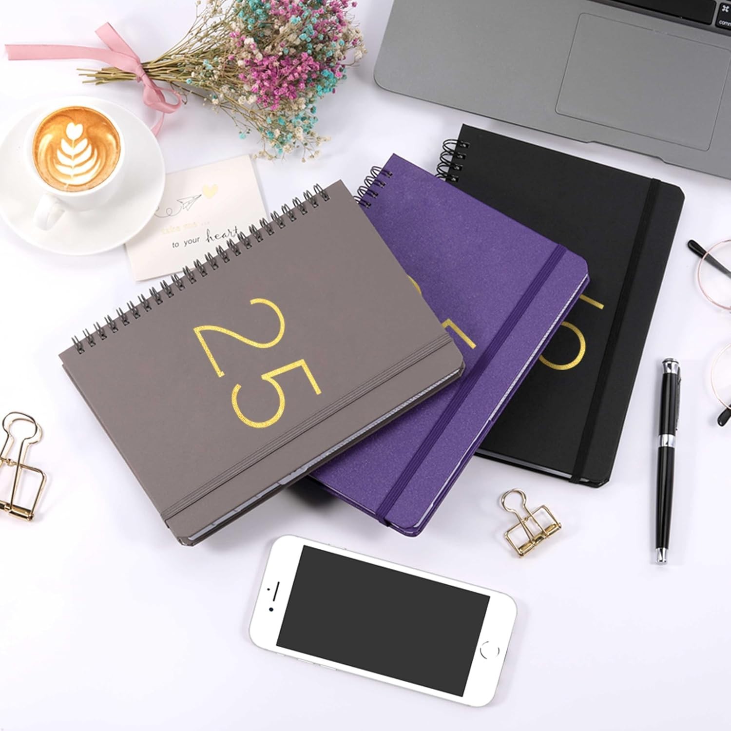2025 Planner with Twin-Wire Binding – Weekly & Monthly Views, Grey Cover