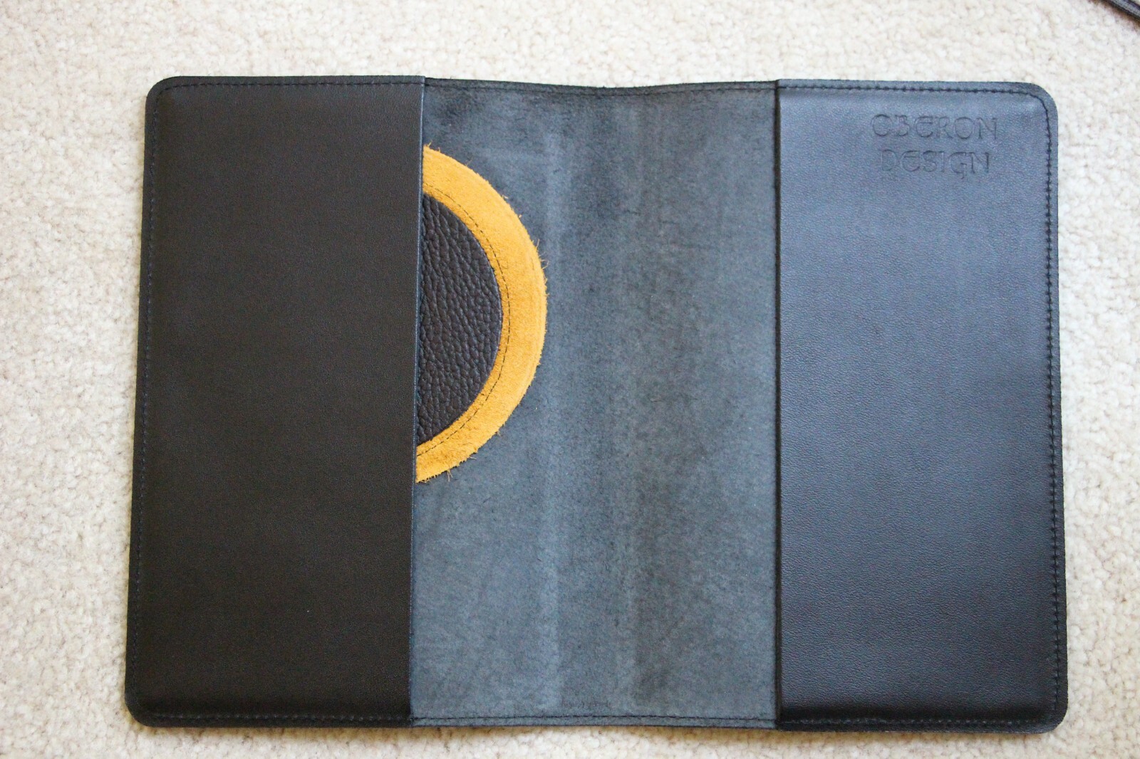 Oberon Design Leather Journal Cover 6″ x 9″ BUDDHA Icon in Black/Marigold