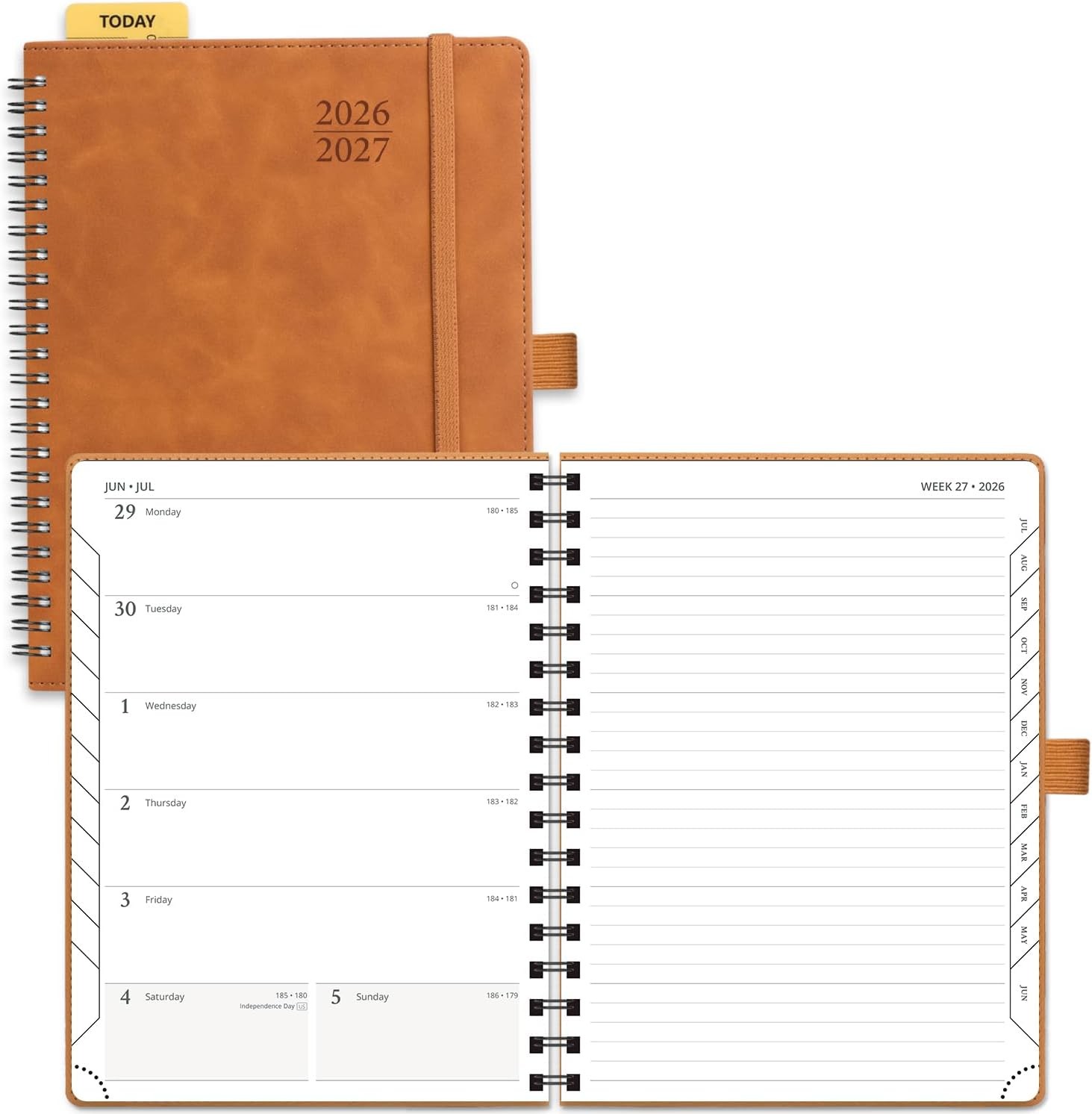 POPRUN 2026-2027 Academic Planner Weekly Monthly Agenda Notebook 6.5×8.5 Brown