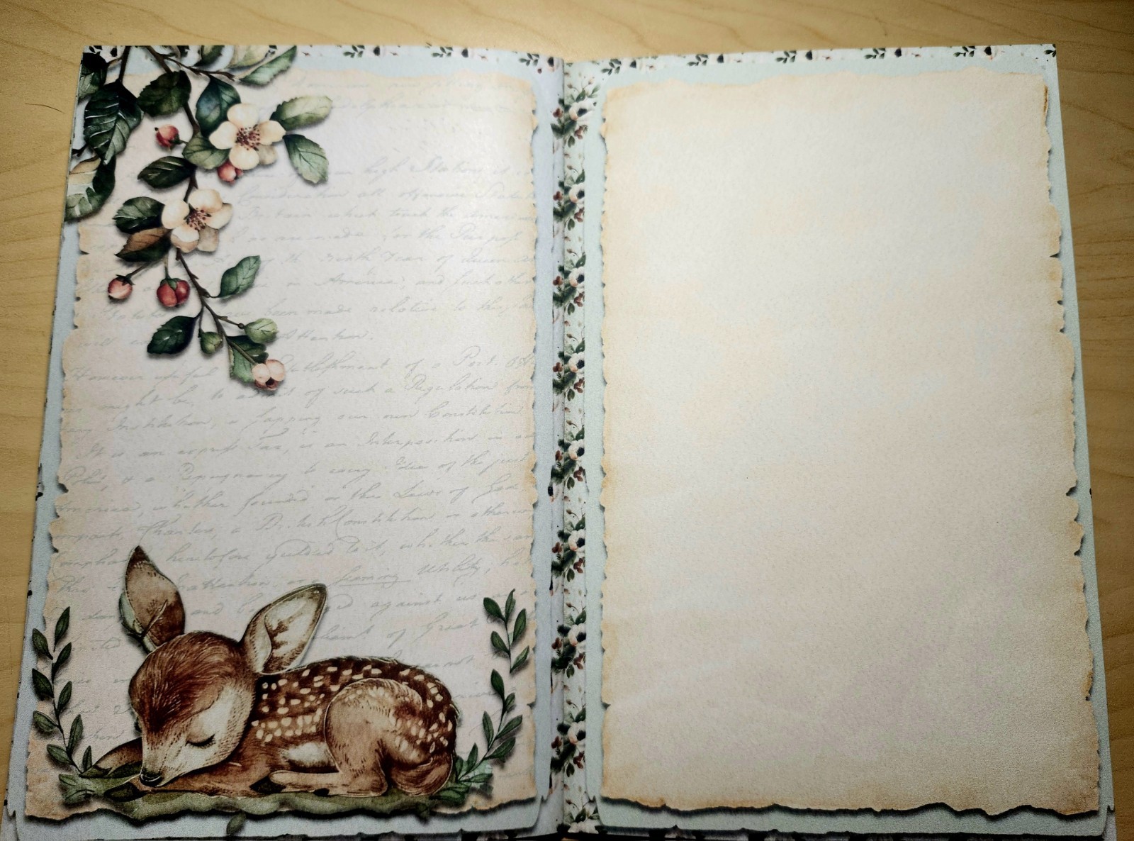 Junk Journal Blank Booklet “WINTER WONDER” Handmade Wildlife Lg 8.5″x5.5″ 40pgs