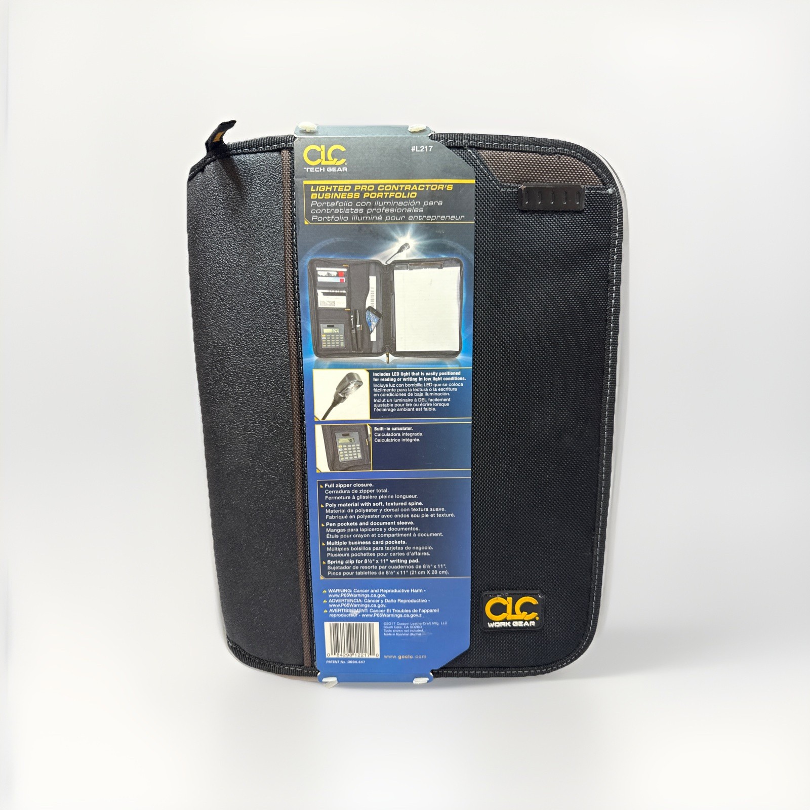 New CLC Tech Gear Lighted Pro Contractors Business Portfolio w/ Calculator L217