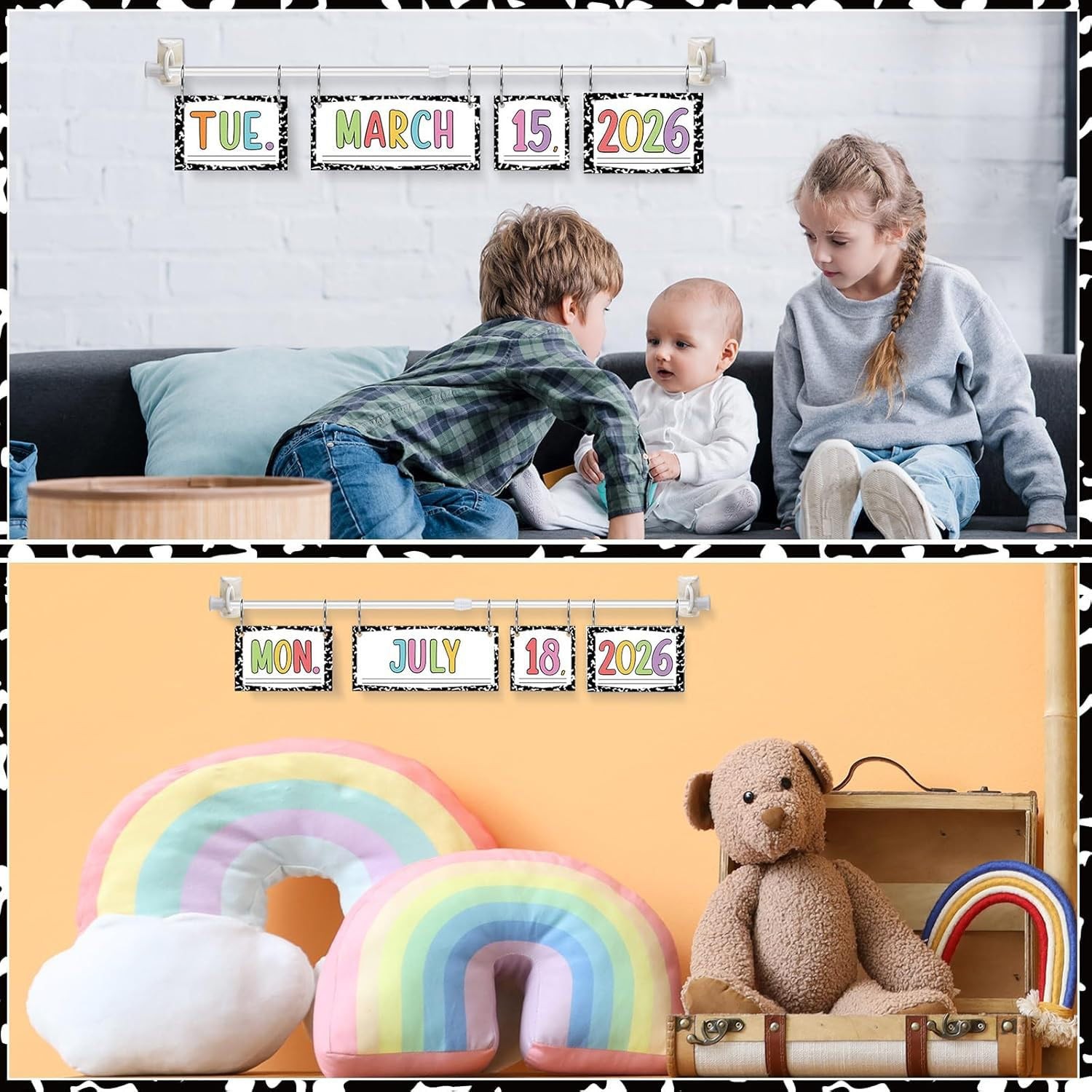 Rainbow Flip Calendar for Classroom with Holder Colorful Flip Calendar Set Cl…
