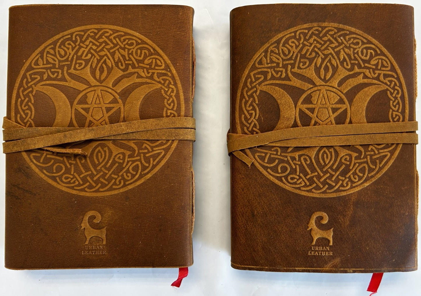 2-Pack Handcrafted Genuine Leather Diary Journal Notebook SUN-MOON Tan 110-page