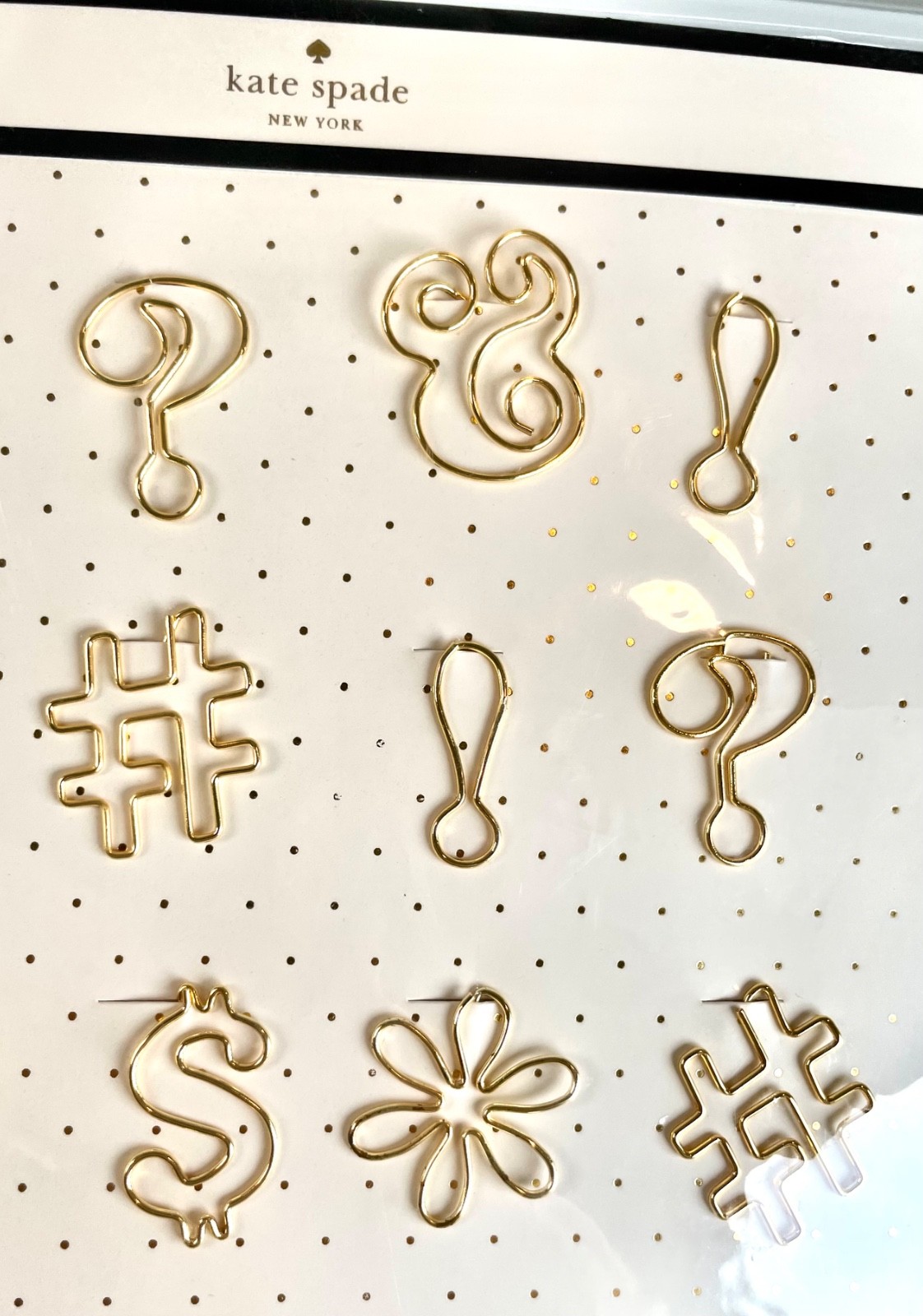 KATE SPADE STATIONERY GOLD PUNCTUATION NOVELTY PAPERCLIPS GIFT NWT NEVER OPENED