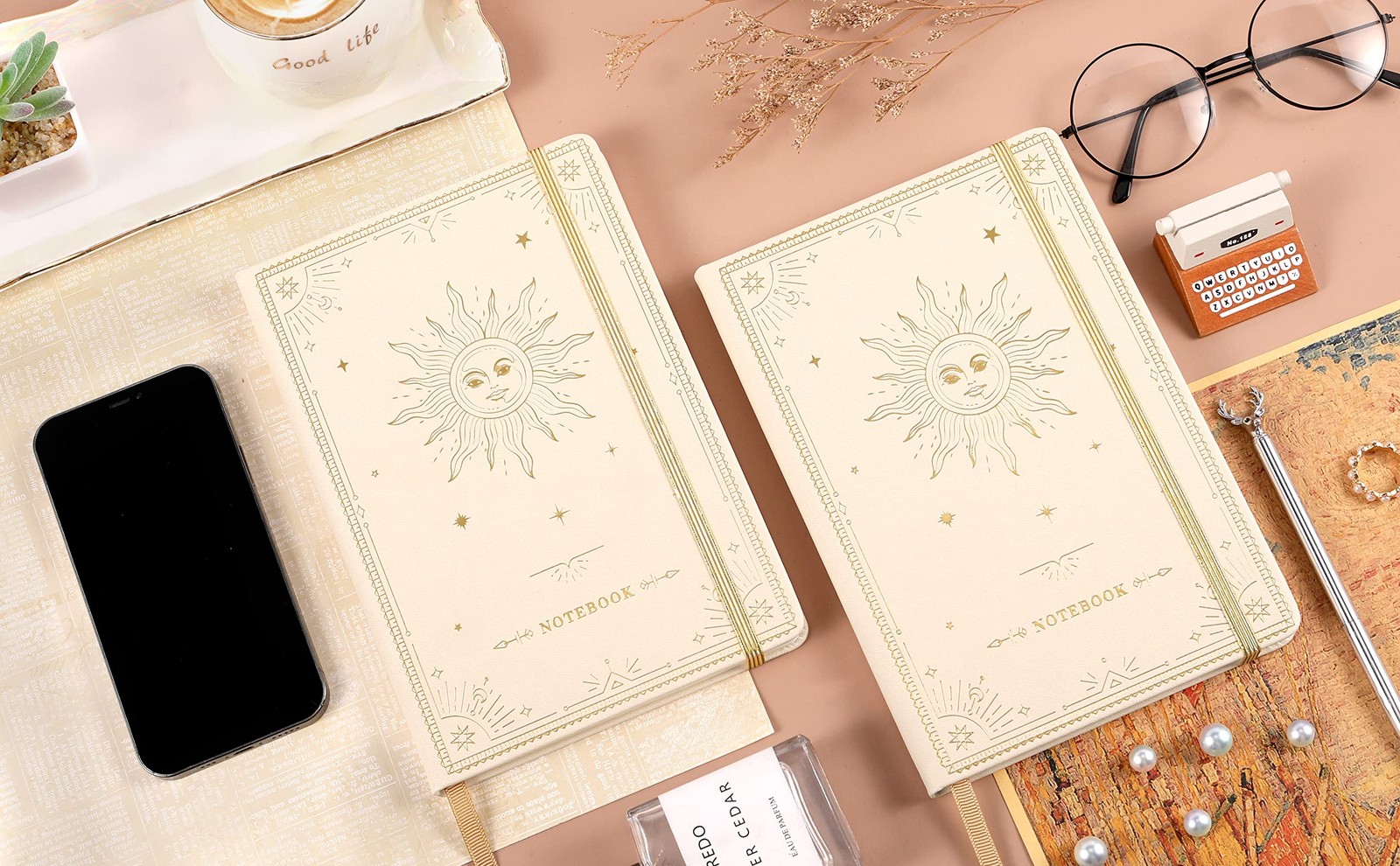 Ruled Notebook/Journal – Premium Thick Paper Faux Leather Classic white