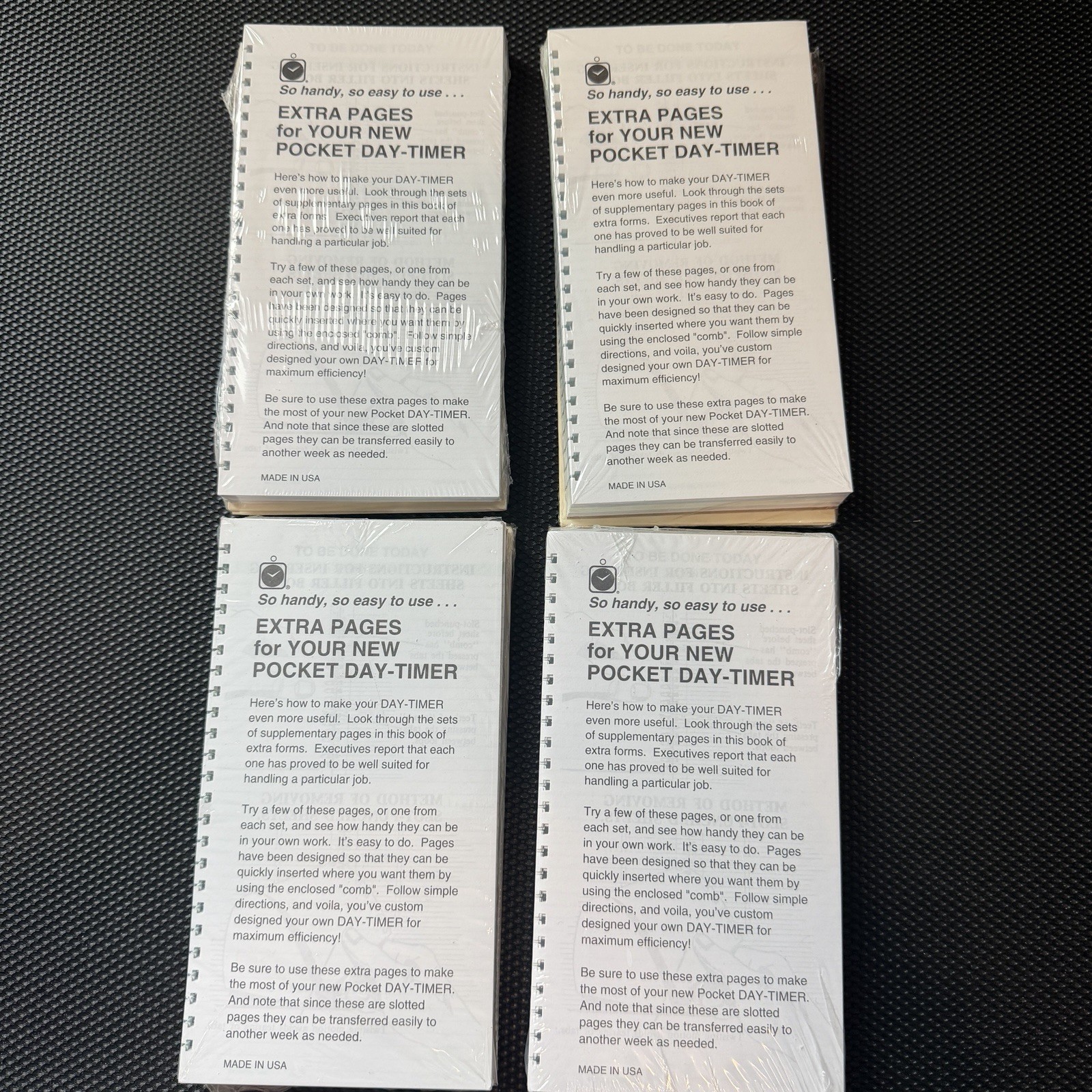 4 Pack POCKET DAY-TIMER SHEETS EXTRA PAGES VTG ORIGINAL PAPER REFILL NOS