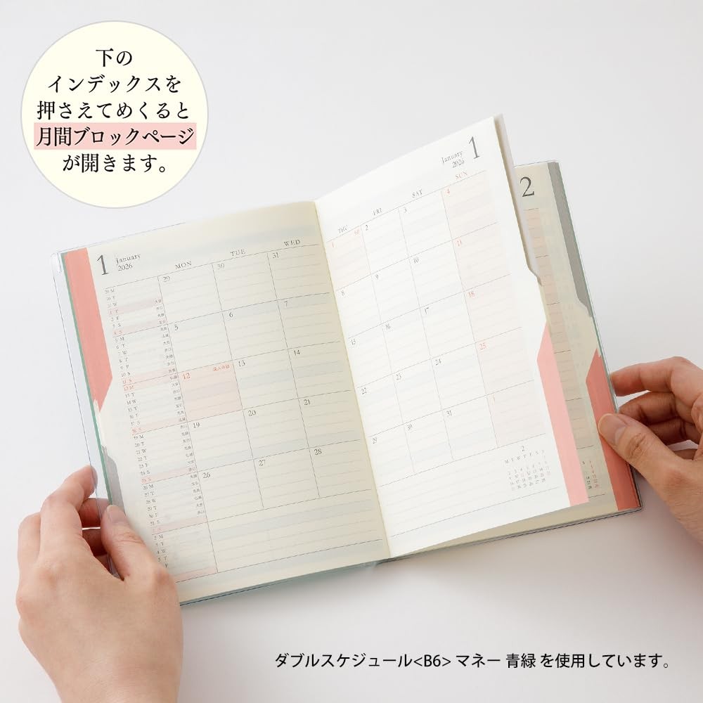DESIGNPHIL MIDORI Double Schedule Planner, 2026, B6, Pink