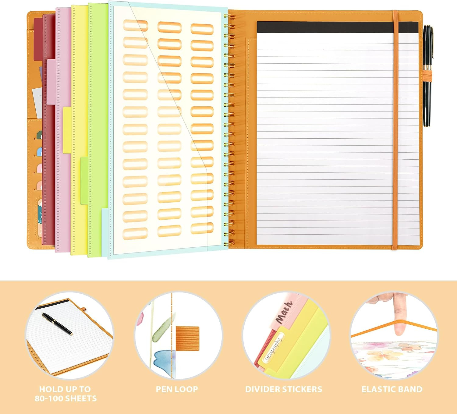 Clipboard with Storage for Women, Leather Padfolio Portfolio Organizer 5 Folders
