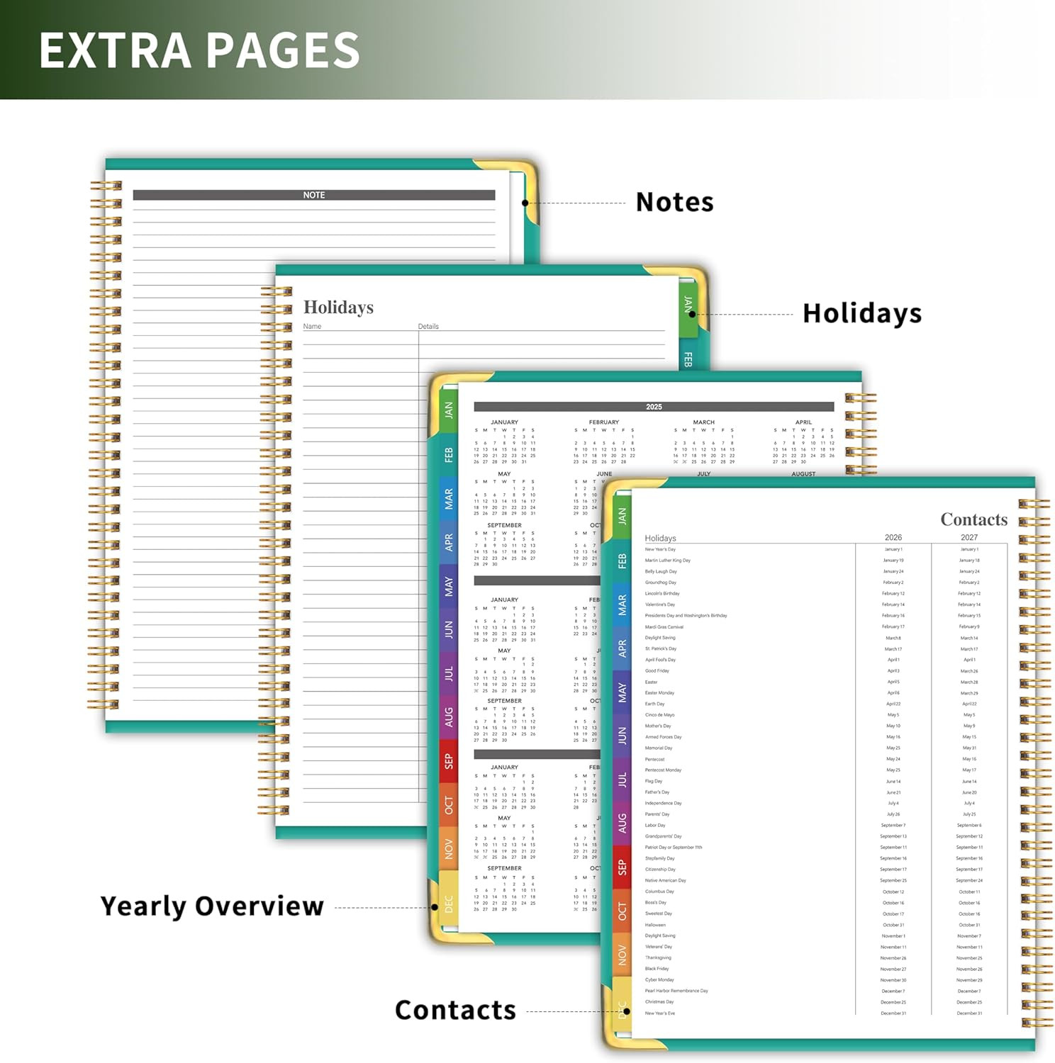 Planner -2026, Hardcover Weekly & Monthly Calendar Planner, January 2026 – Decem