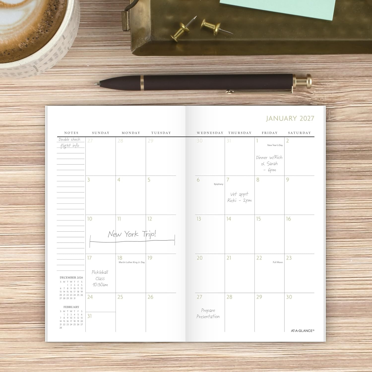 2027-2028 Floral Pocket Monthly Planner, 3.5″ x 6″, 2-Year Edition