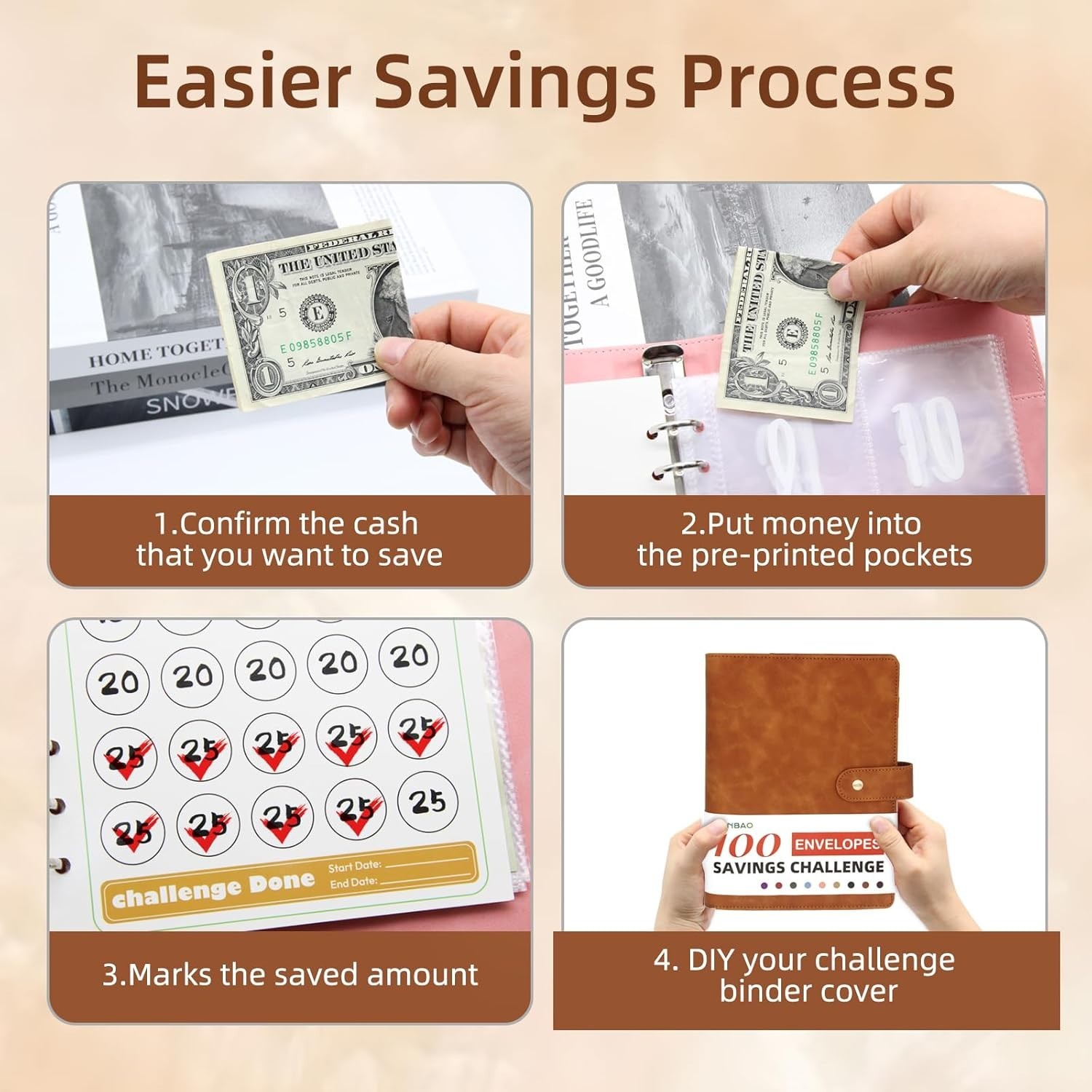 100 Envelopes Money Saving Challenge Binder, A5 Budget Binder with Envelopes …