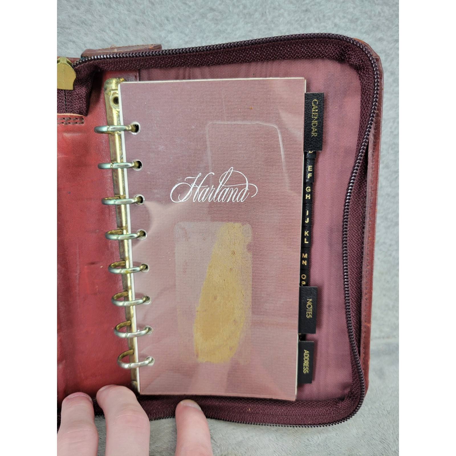 Harland Vintage Leather Zip Around Planner Organizer Oxblood Red 6 Ring Binder