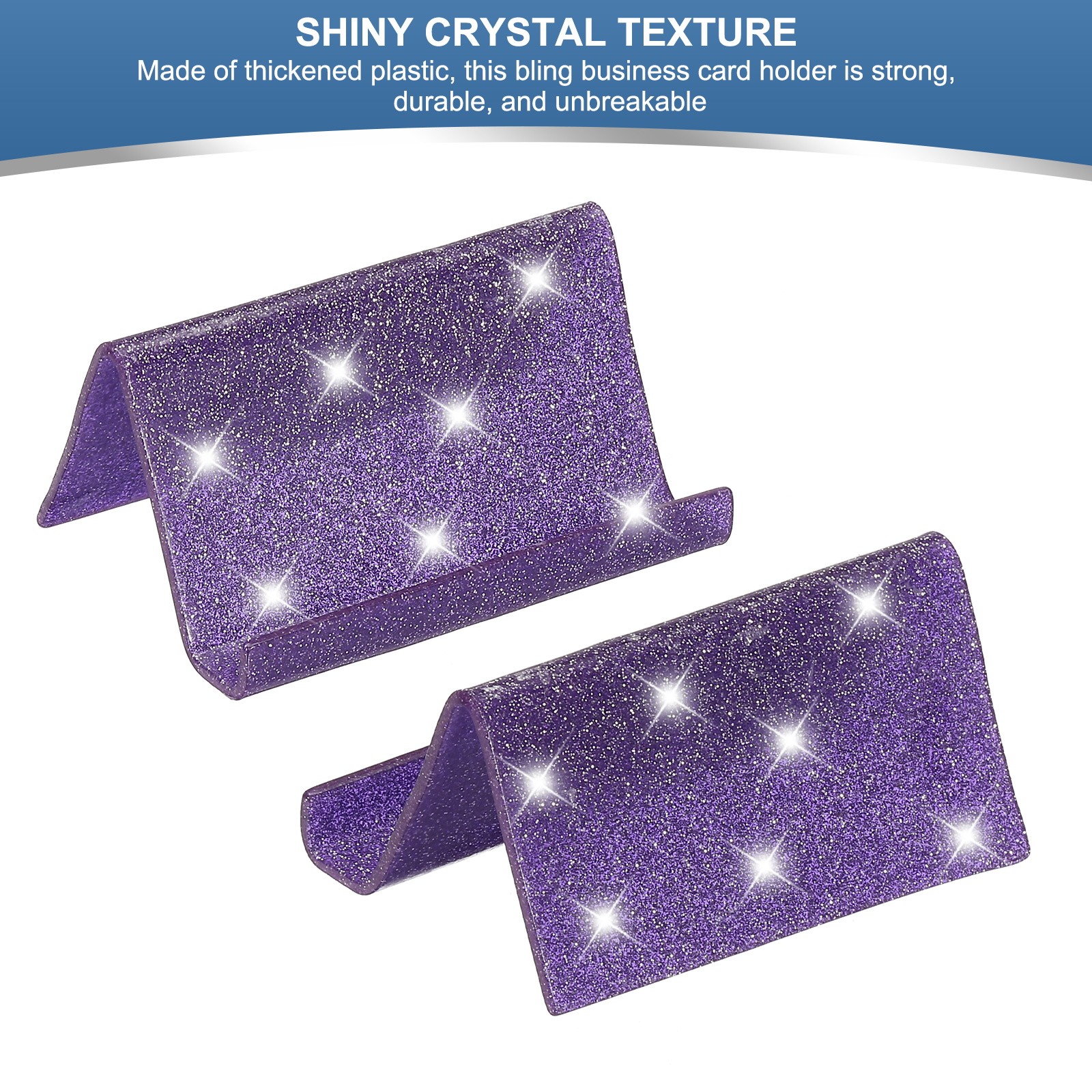 Business Card Holder for Desk Acrylic Card Holders Shine Purple