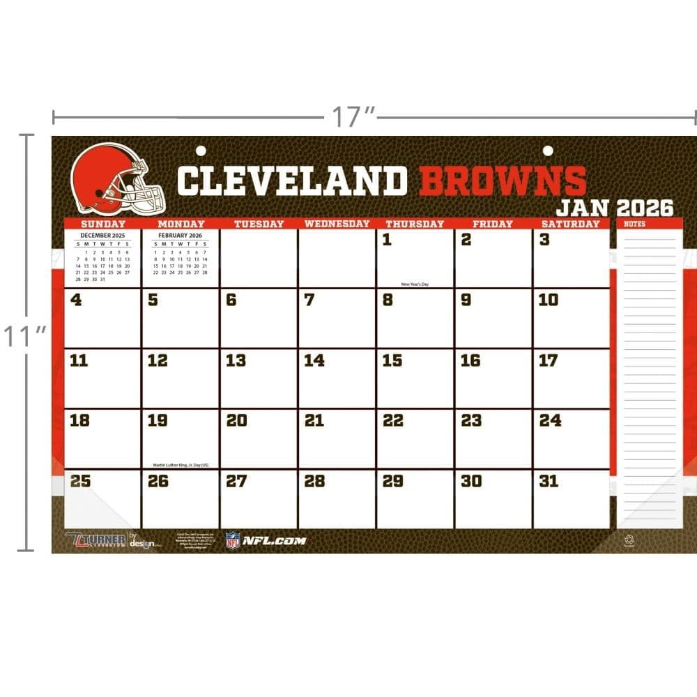 TURNER SPORTS Cleveland Browns 2026 17×11 Desk Calendar Large, 2026