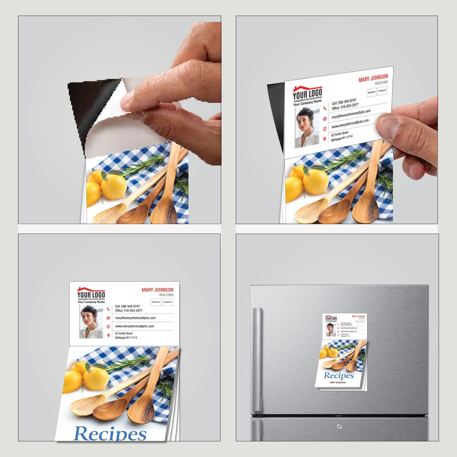 2027 Recipe Magnetic Calendar Business Card Lemon & Wooden Spoon Promo RCP803