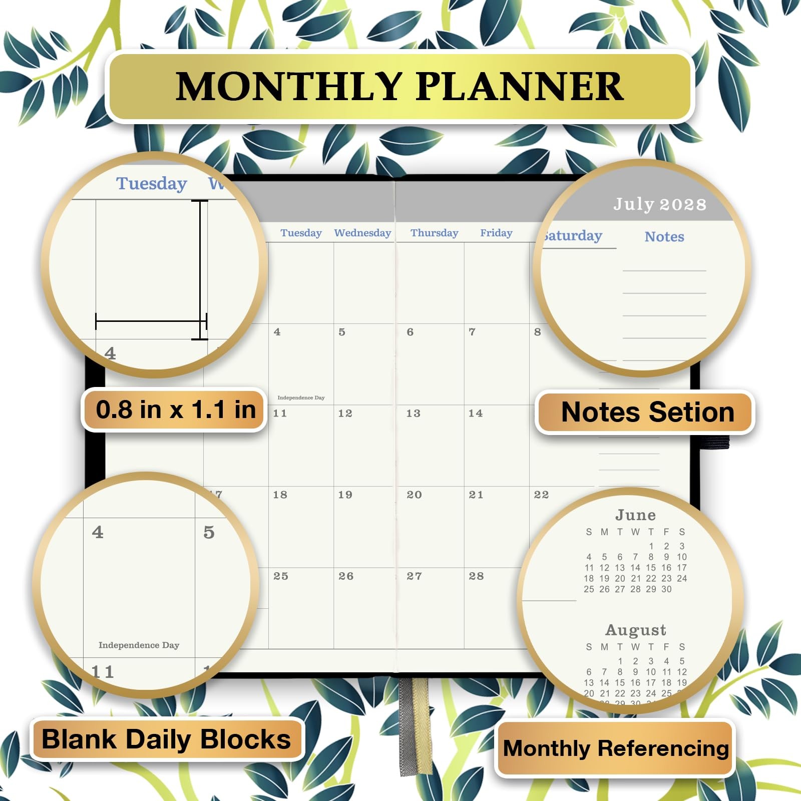 Pocket Calendar 2026-2029 – 3 Year Monthly Planner 6.3 × 3.8 inches, black