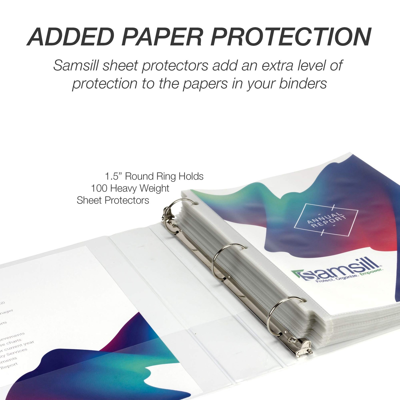 Samsill Durable 1.5 Inch Binder, Made in the USA, Round Ring 1.5-Inch, White