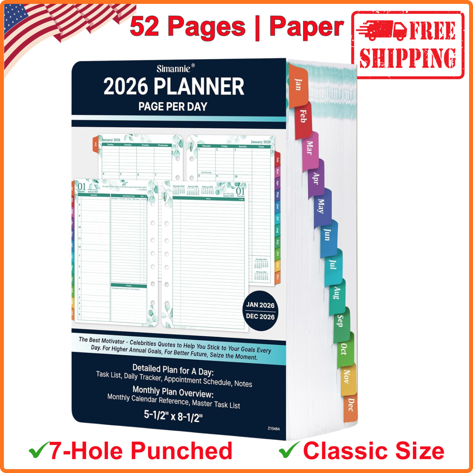 Planner Refills 2026-2027, July 2026 – June 2027, 2 Pages Per Day Daily, Tracker