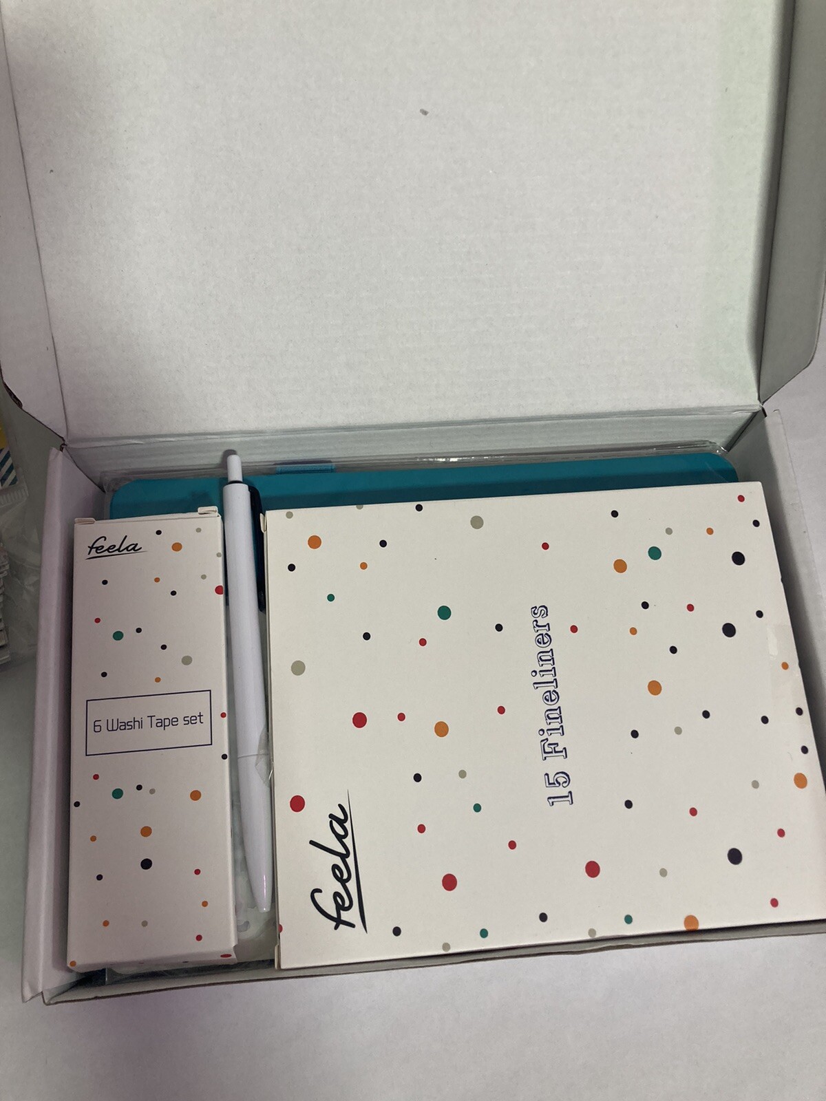 Complete Feela Dotted Journal Set Teal + Additional Monthly Self-Adhesive Tabs