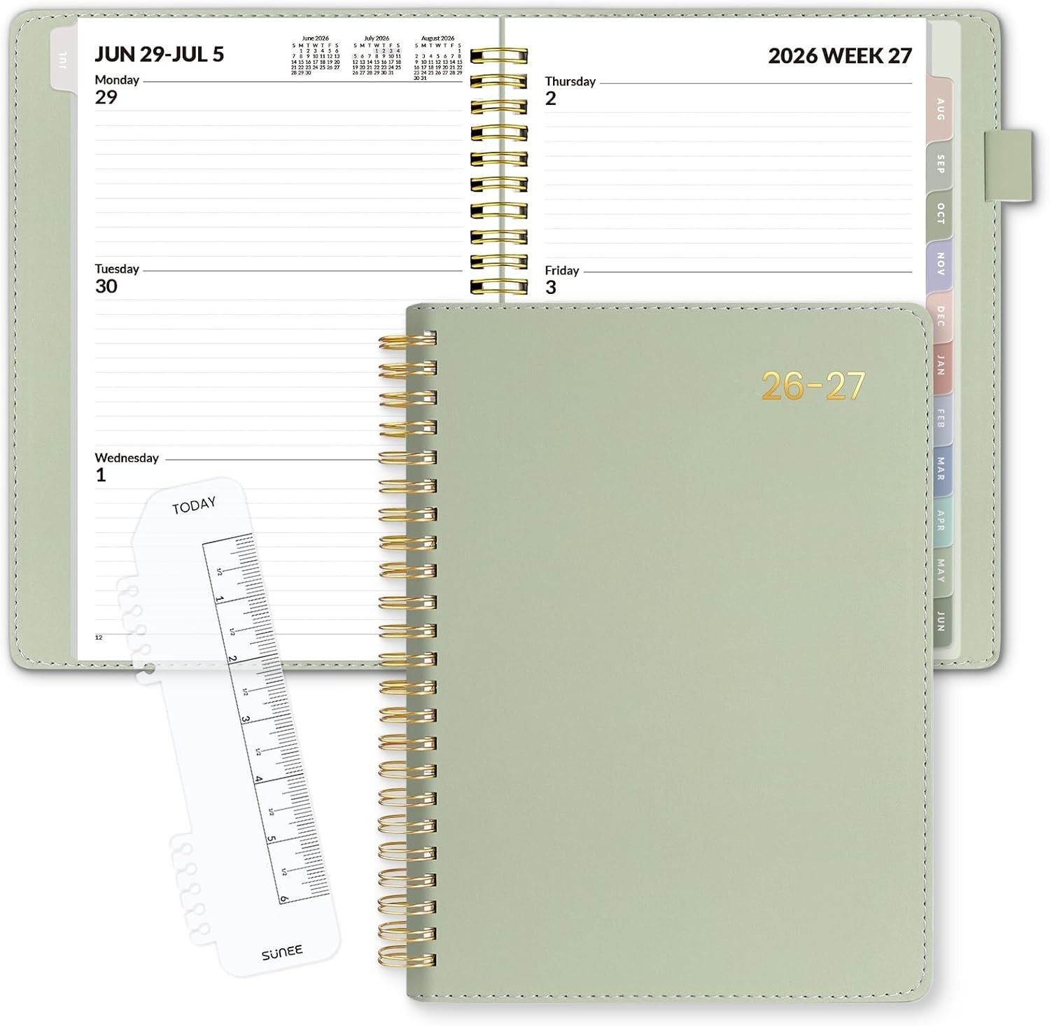 Leather Student Planner 2026-2027 Weekly Monthly Calendar 6.4×8.5