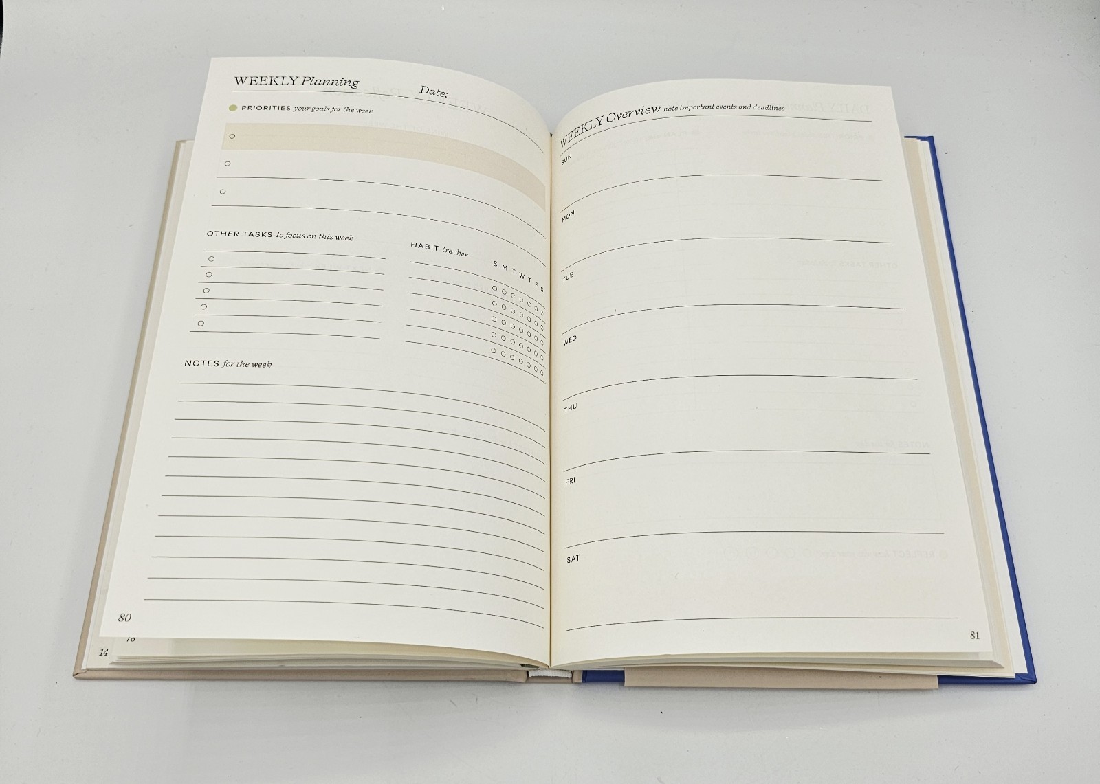BRAND NEW PAPIER Blue & Cream Start Fresh Everyday 16 Week Productivity Planner