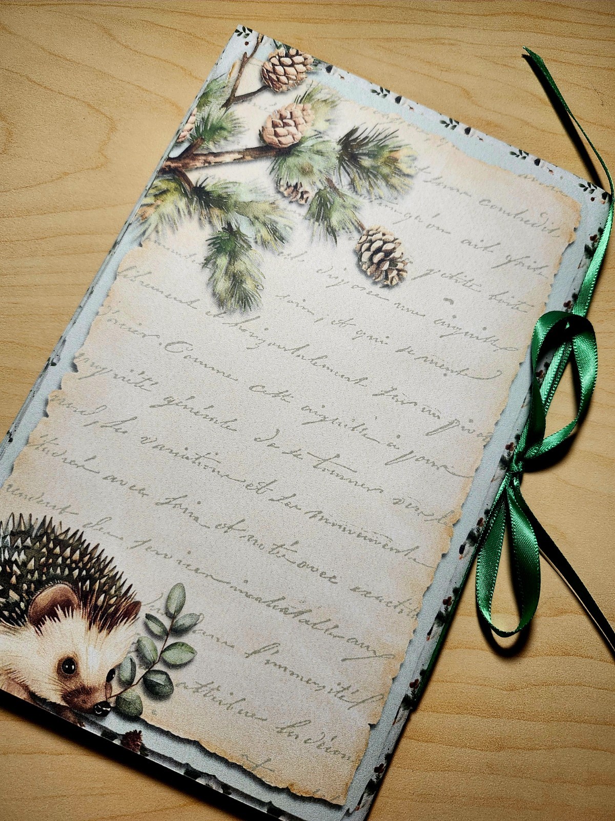 Junk Journal Blank Booklet “WINTER WONDER” Handmade Wildlife Lg 8.5″x5.5″ 40pgs