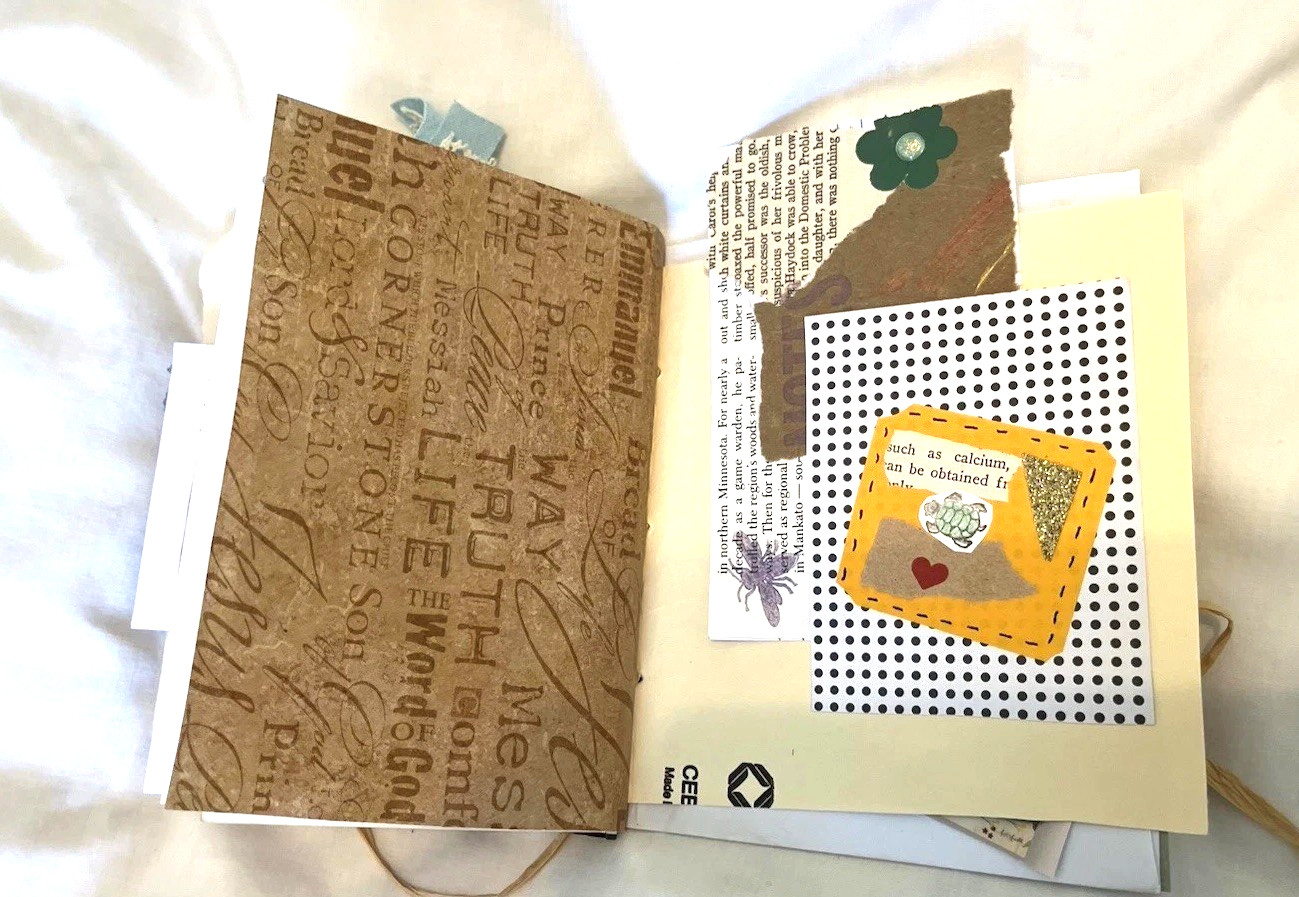 Junk Journal Floral Vintage 5×5” Tuck Spots, Tie Clip,Paper Ephemera Embellished