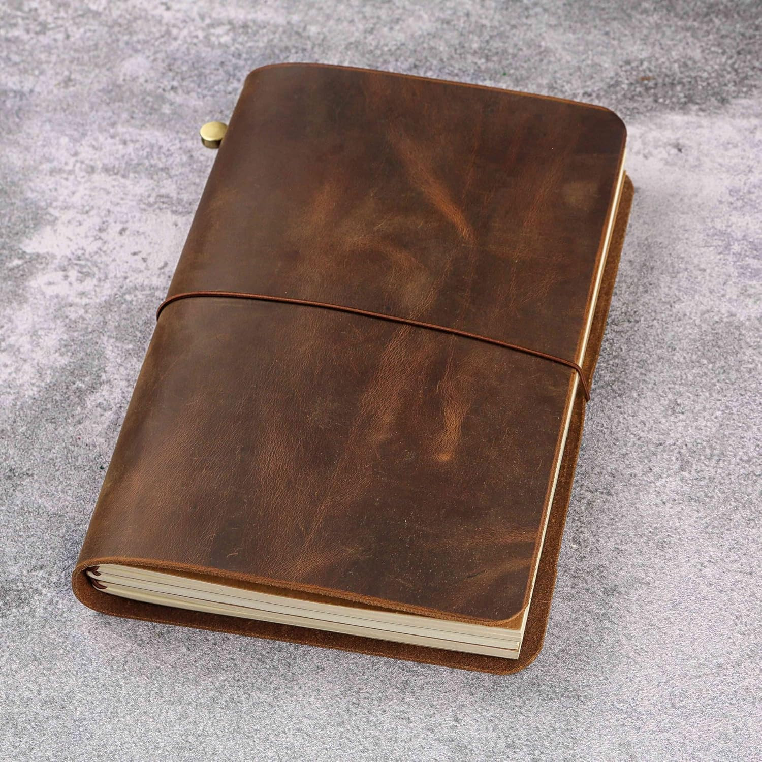 Leather A5 Travelers Notebook Cover with Inner Pockets and Card Slots and Pen Ho