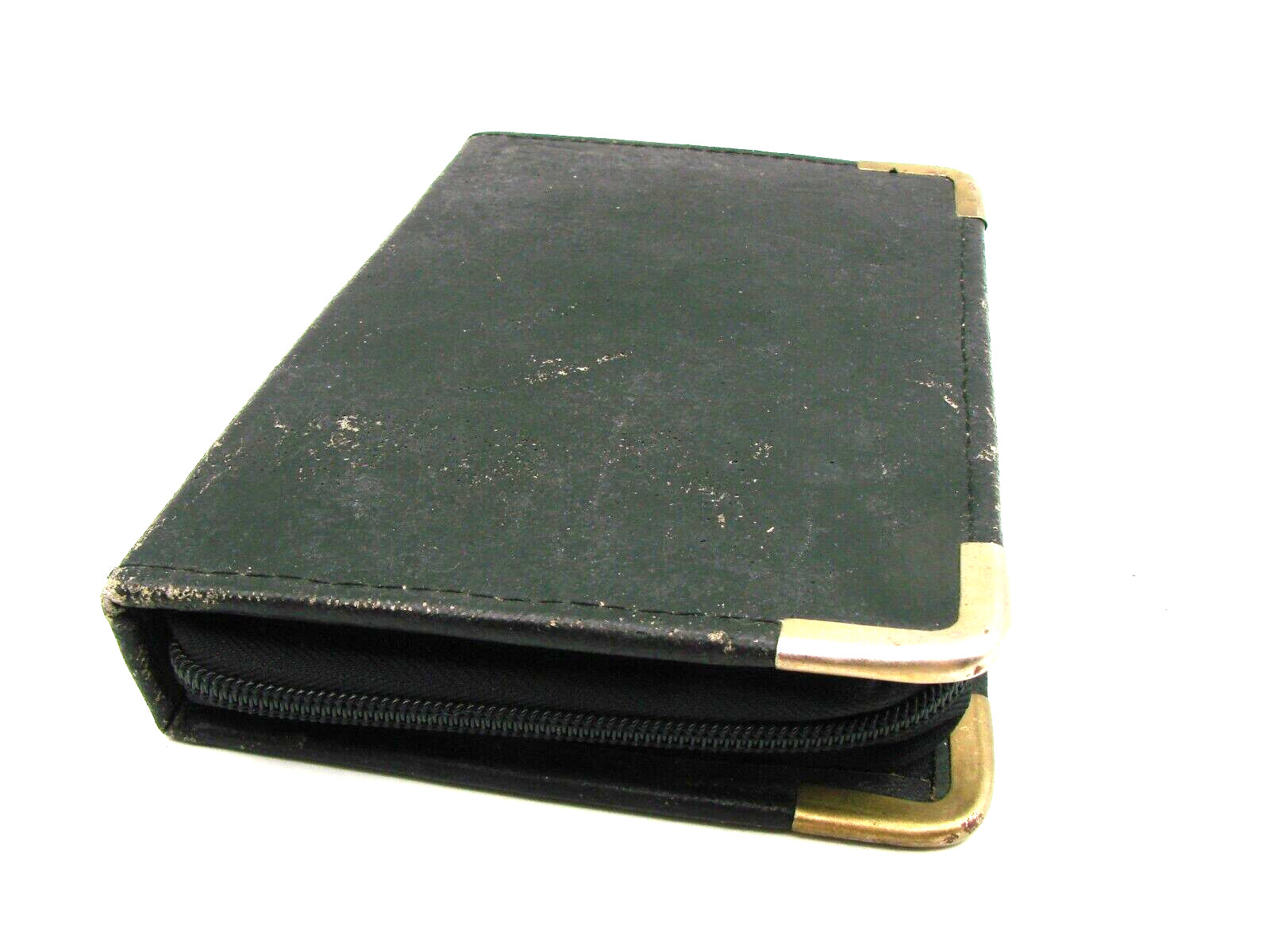 Vintage 1980s Full Zip Planner Organizer with Notepad Insert Gold Bumper Corners