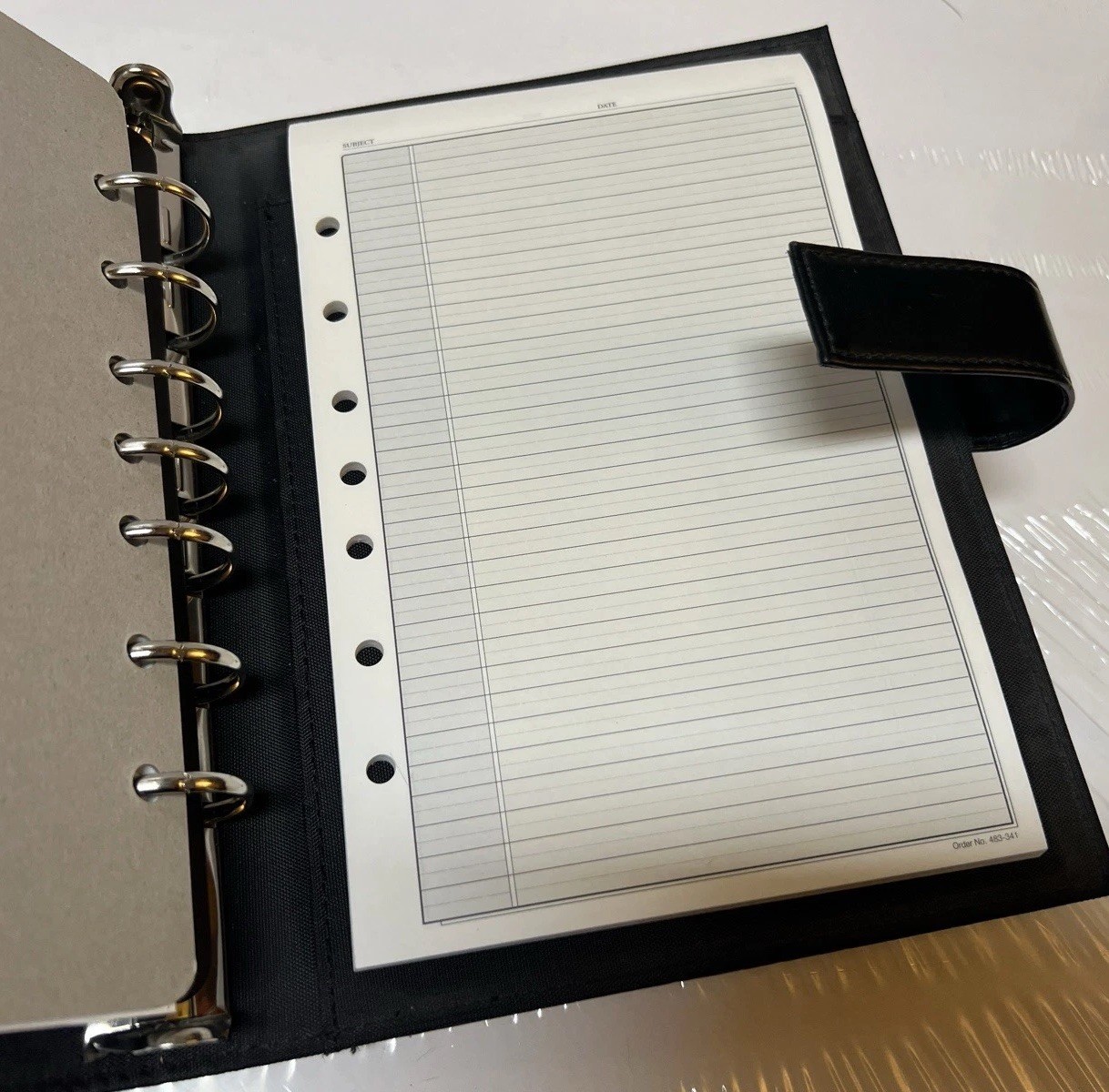 VTG 90’s Day Timer Black Faux Leather 7 Ring Binder Planner Organizer