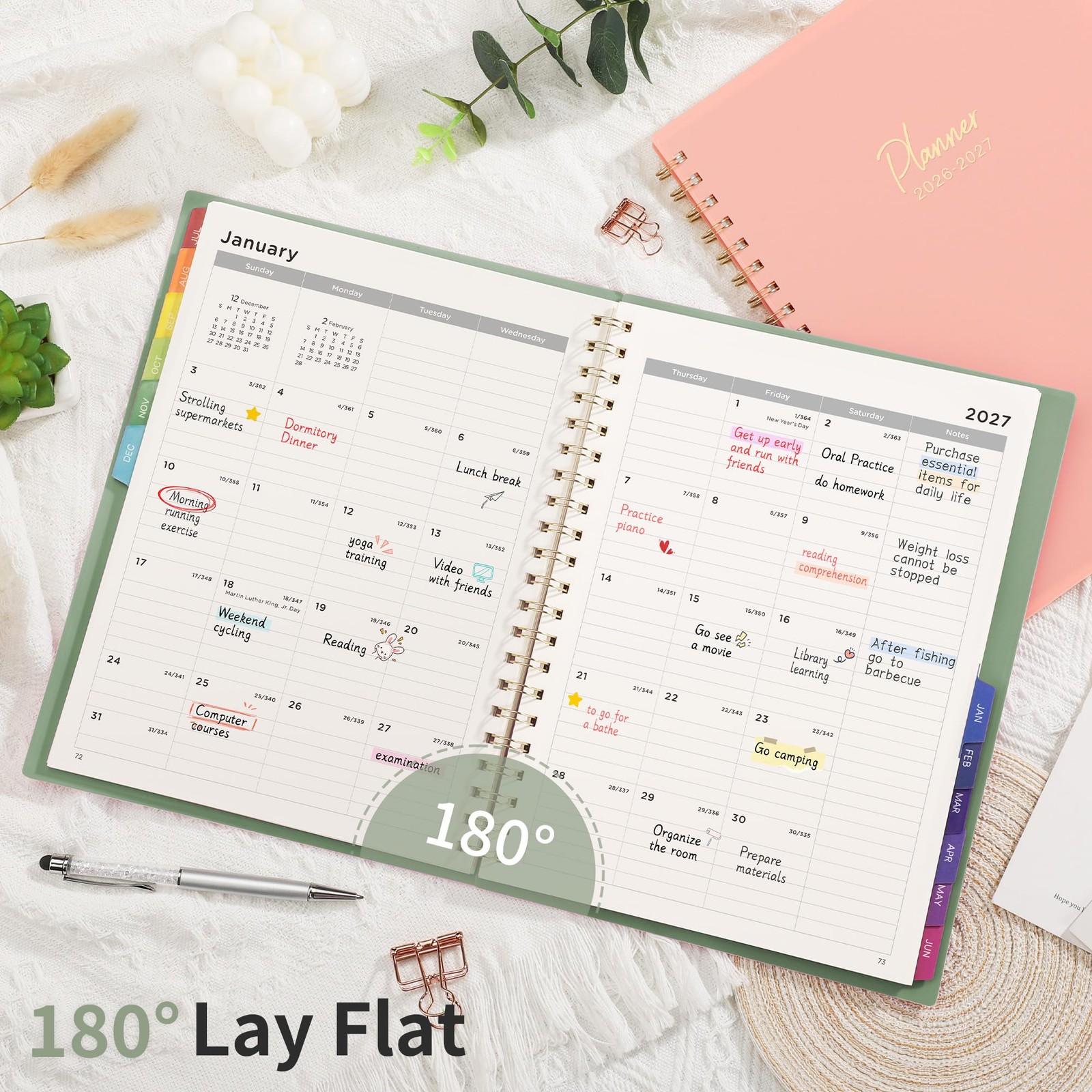 EMSHOI 2026-2027 Appointment Book, 15-Minute 8.7” x 11.3”, Light Green